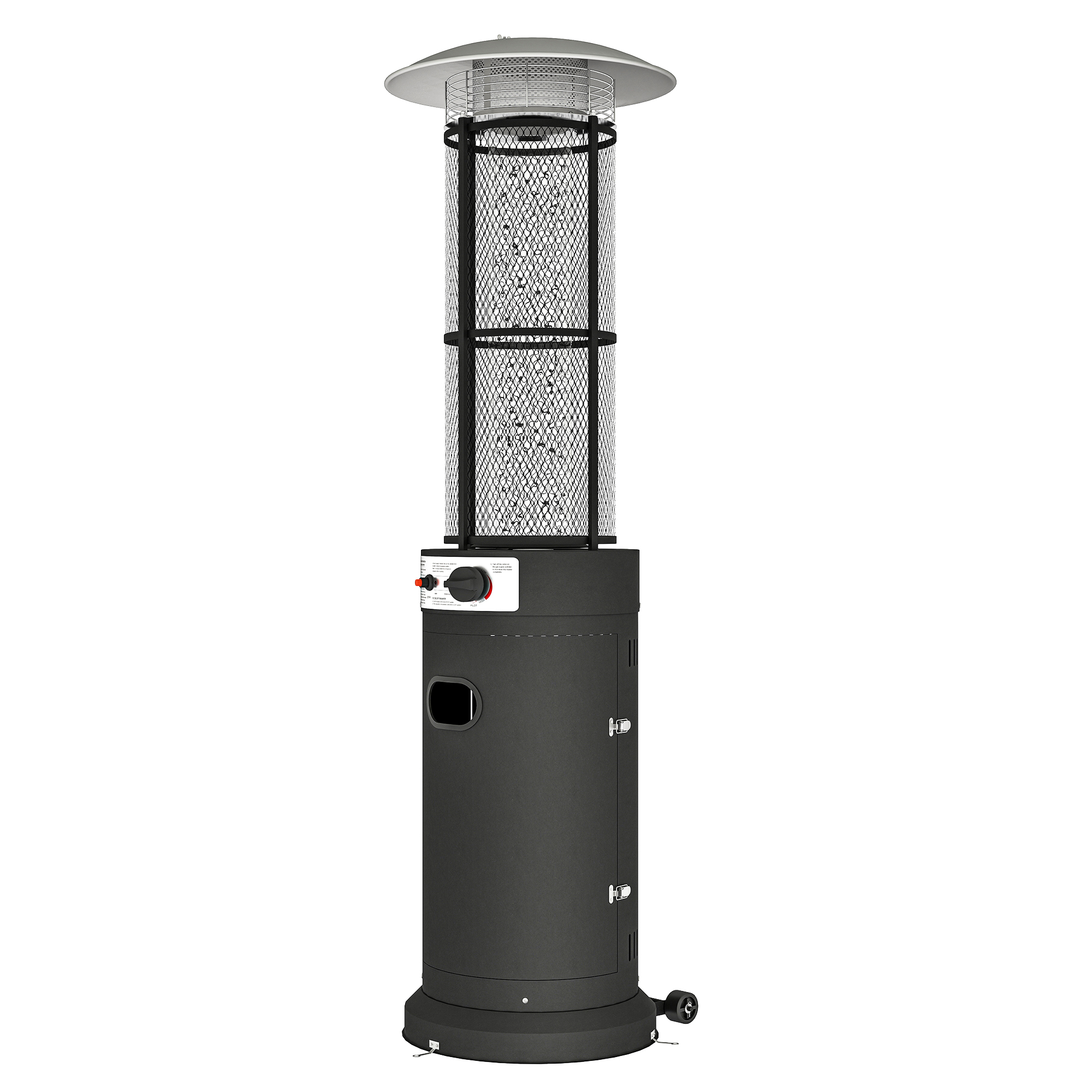SUNVISTA 11KW Gas Patio Heater with Adjustable Flame, Tip-Over Switch & Wheels, Black