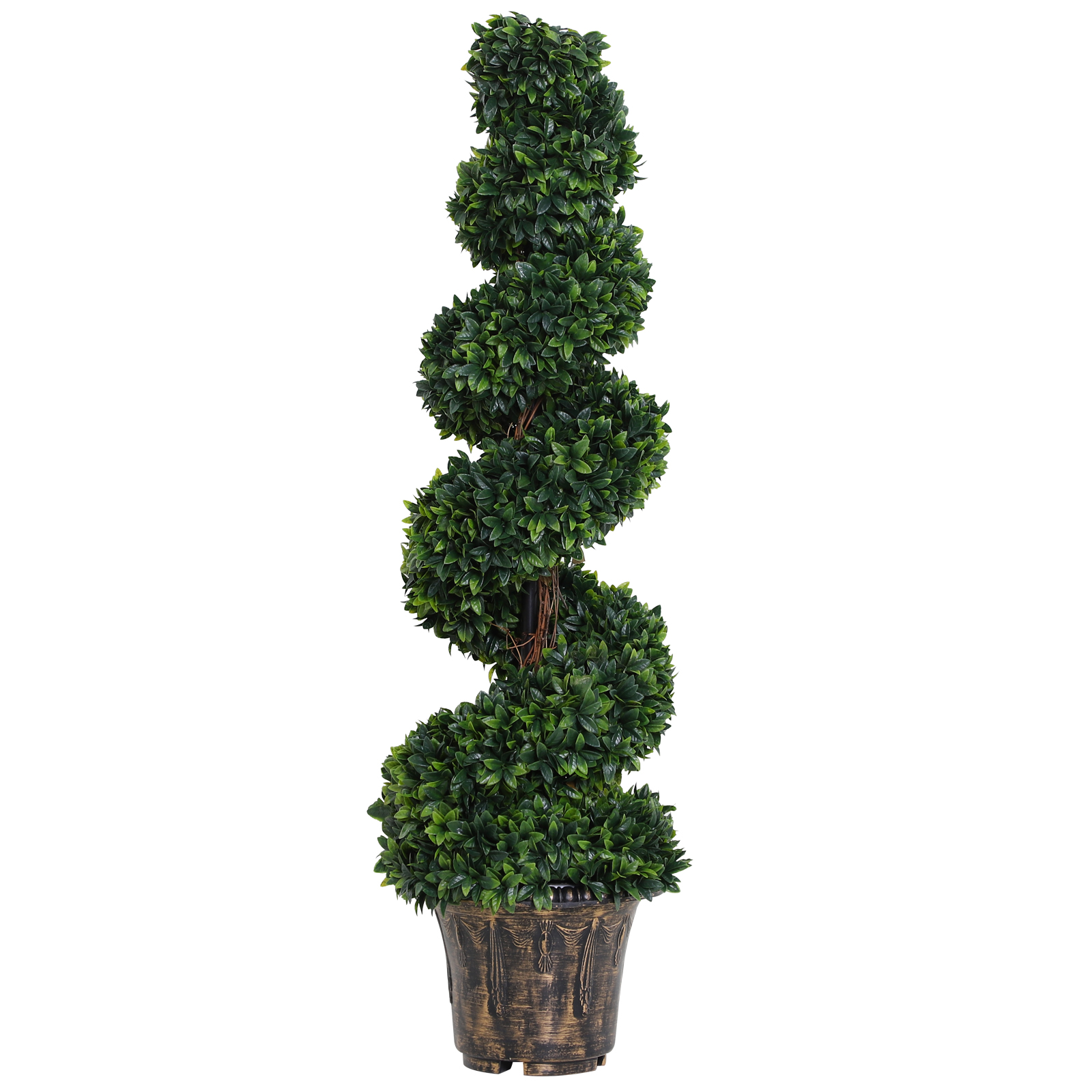 Set of 2 Artificial Boxwood Spiral Topiary Trees Potted Decorative Plant Outdoor and Indoor Décor 120cm