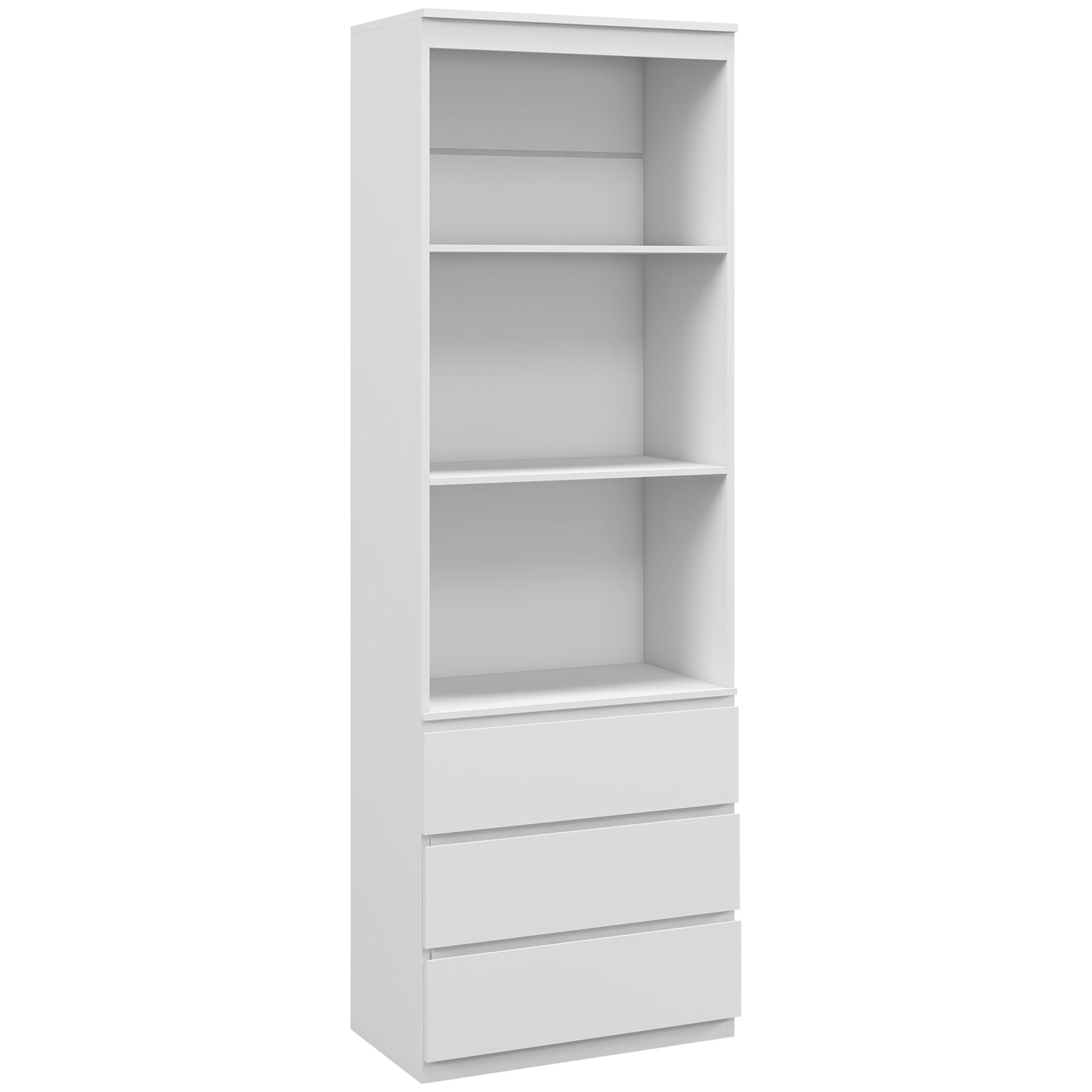 Scott 180cm Tall Bookcase with Shelves and Drawers - White