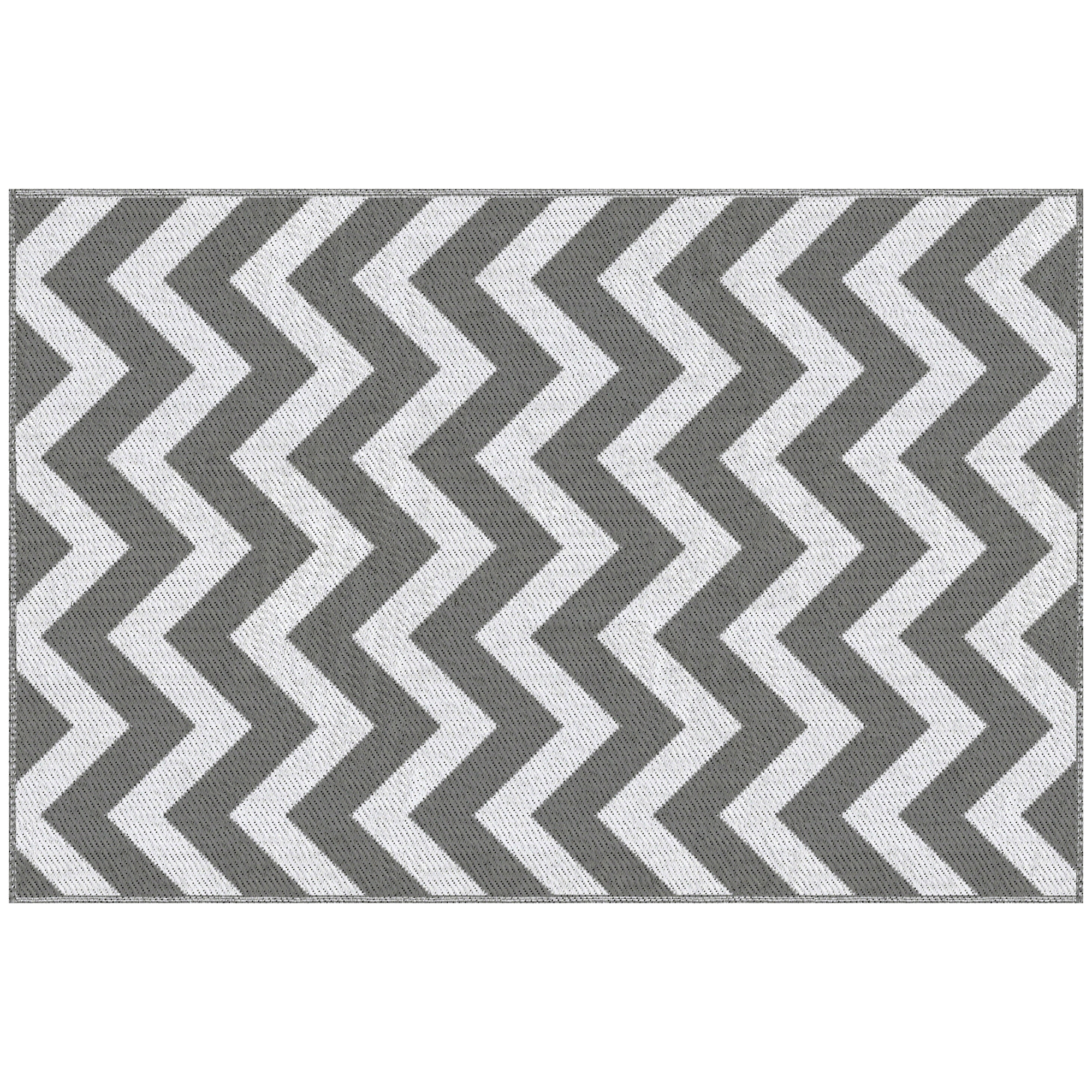 SUNVISTA Reversible Outdoor Rug, 1.2 x 1.8m Patio Carpet, Waterproof Plastic Rug for Garden, Deck, Picnic, Beach, Camping, Grey and White