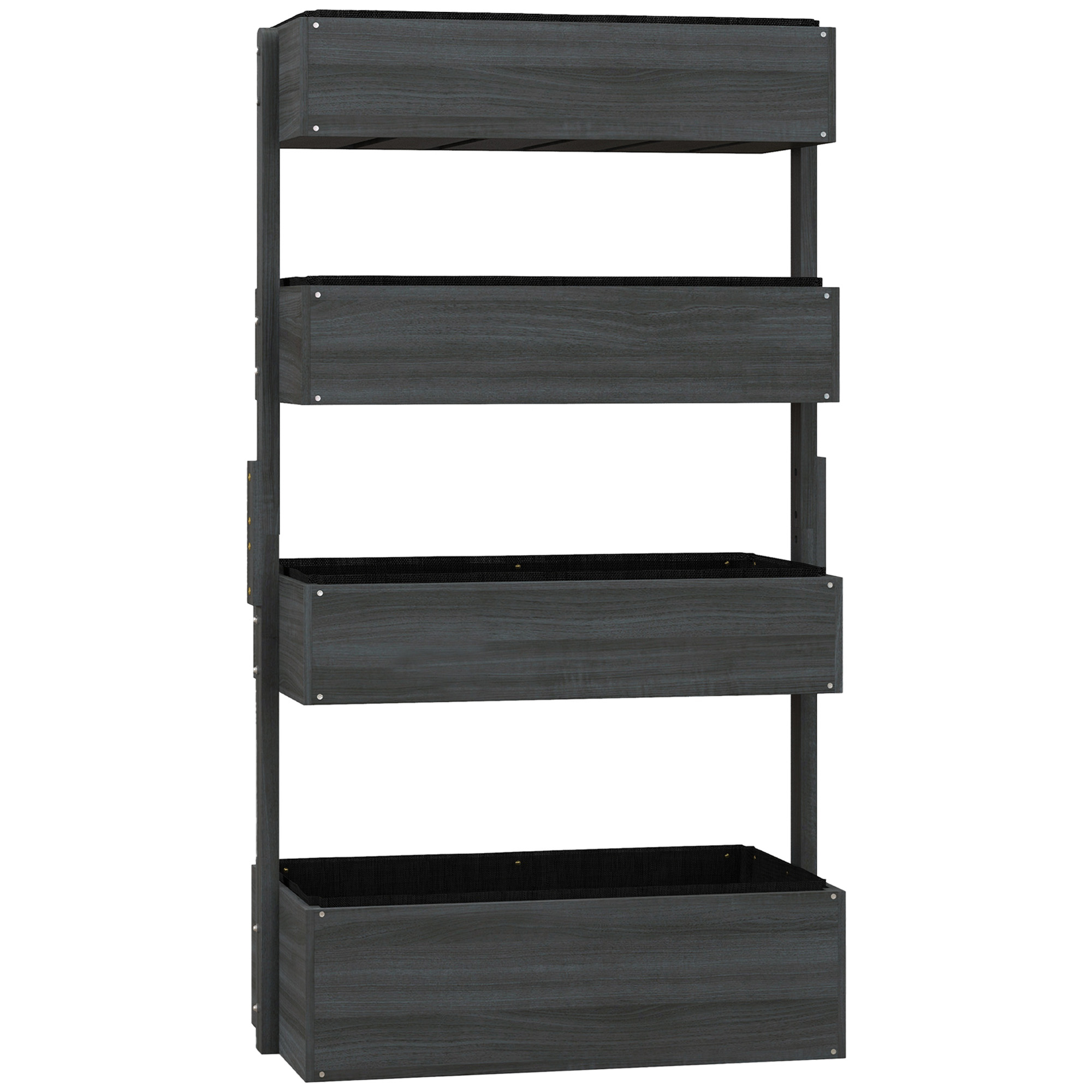 SUNVISTA Four-Tier Basket Wooden Plant Stand - Grey