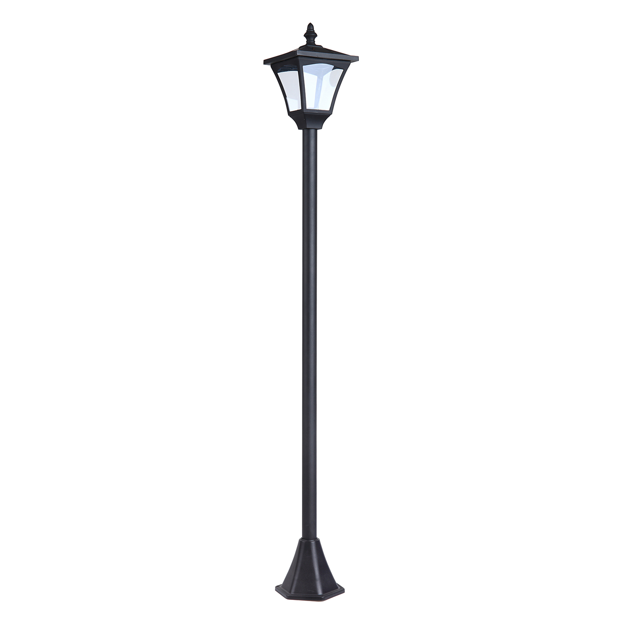 Outdoor Garden Solar Post Lamp Sensor Dimmable LED Lantern Bollard Pathway 1.2M Tall-Black
