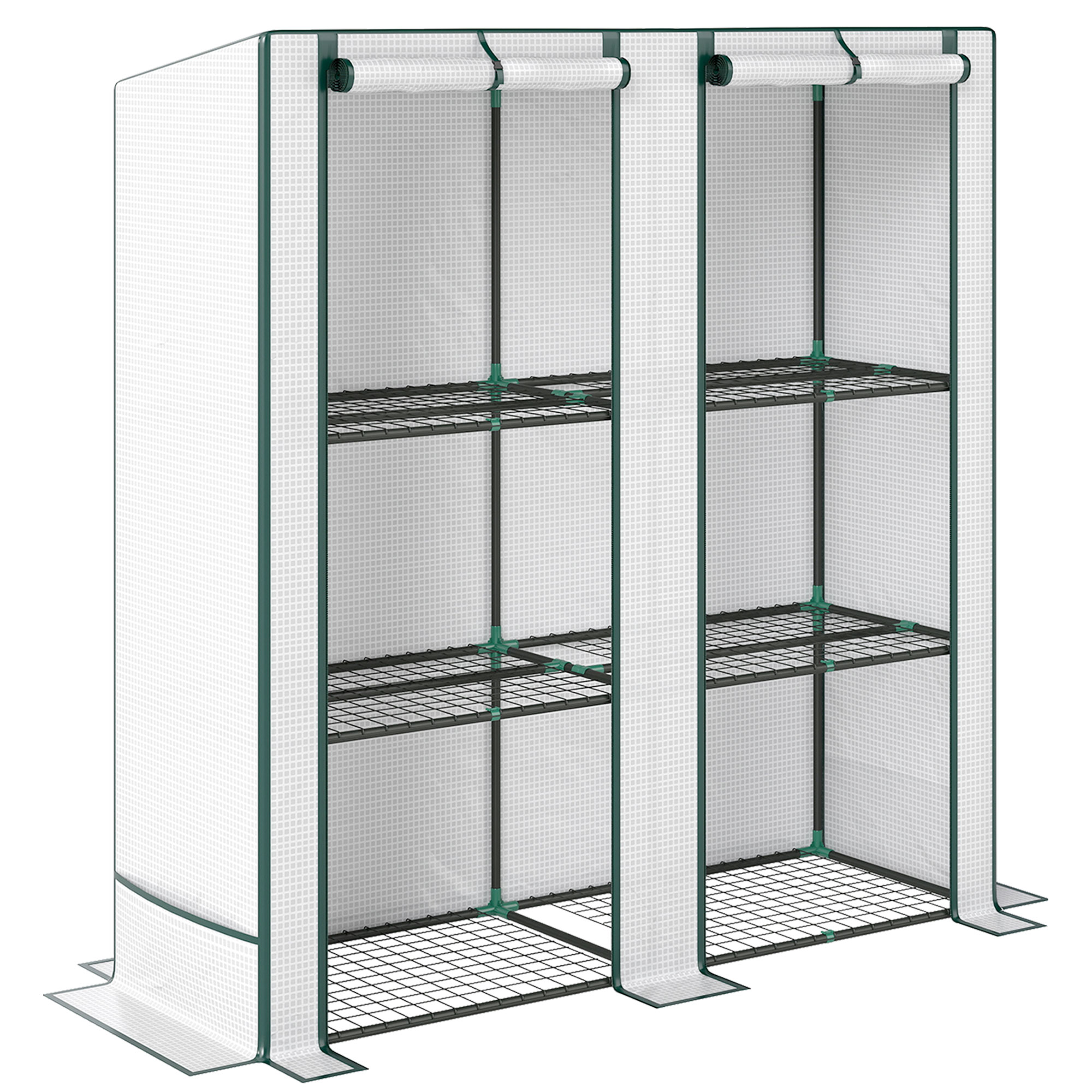SUNVISTA Three-Tier Mini Greenhouse with Green Edges- White