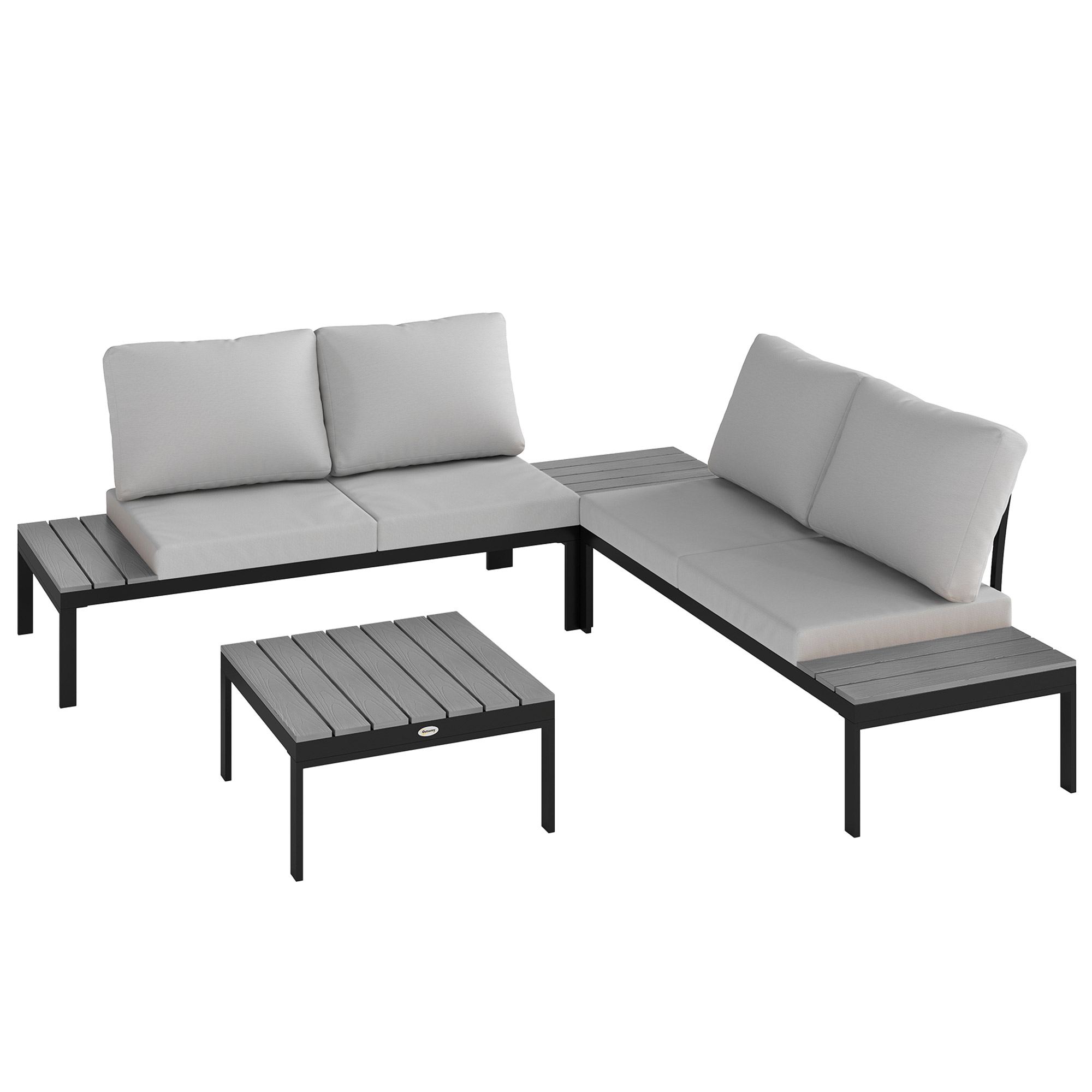 SUNVISTA Four-Piece Garden Corner Sofa Set with 2 Loveseats and 2 Coffee Tables - Grey