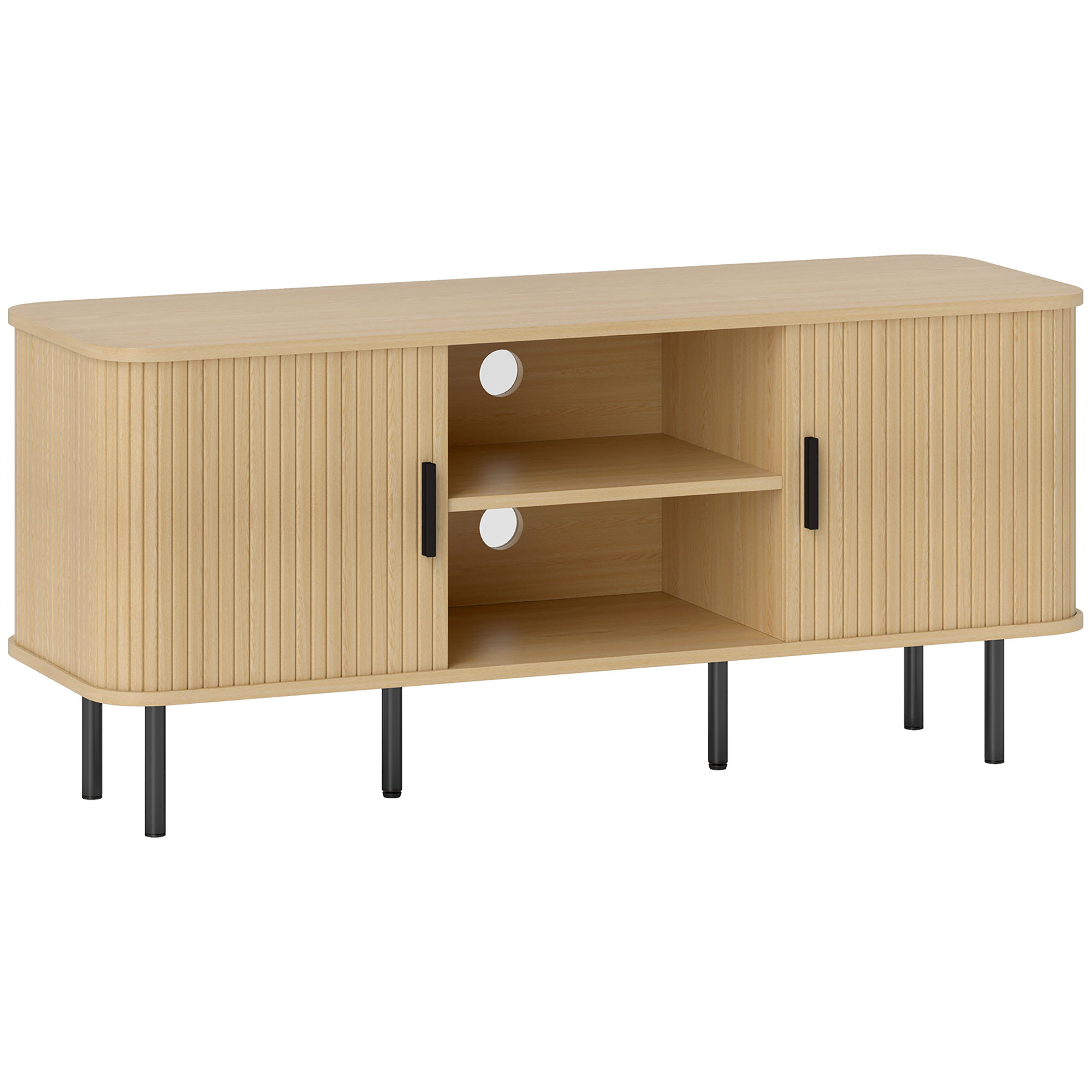 HERON TV Stand Cabinet for TVs up to 55 Inches, TV Unit with Storage Shelves and Cupboard for Living Room, Oak Tone