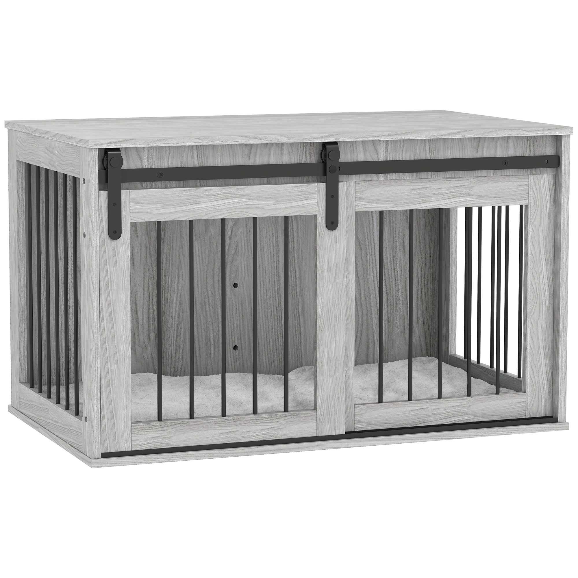 Shelley 100cm Dog Crate Furniture with Removable Cushion for Large Dogs - Grey