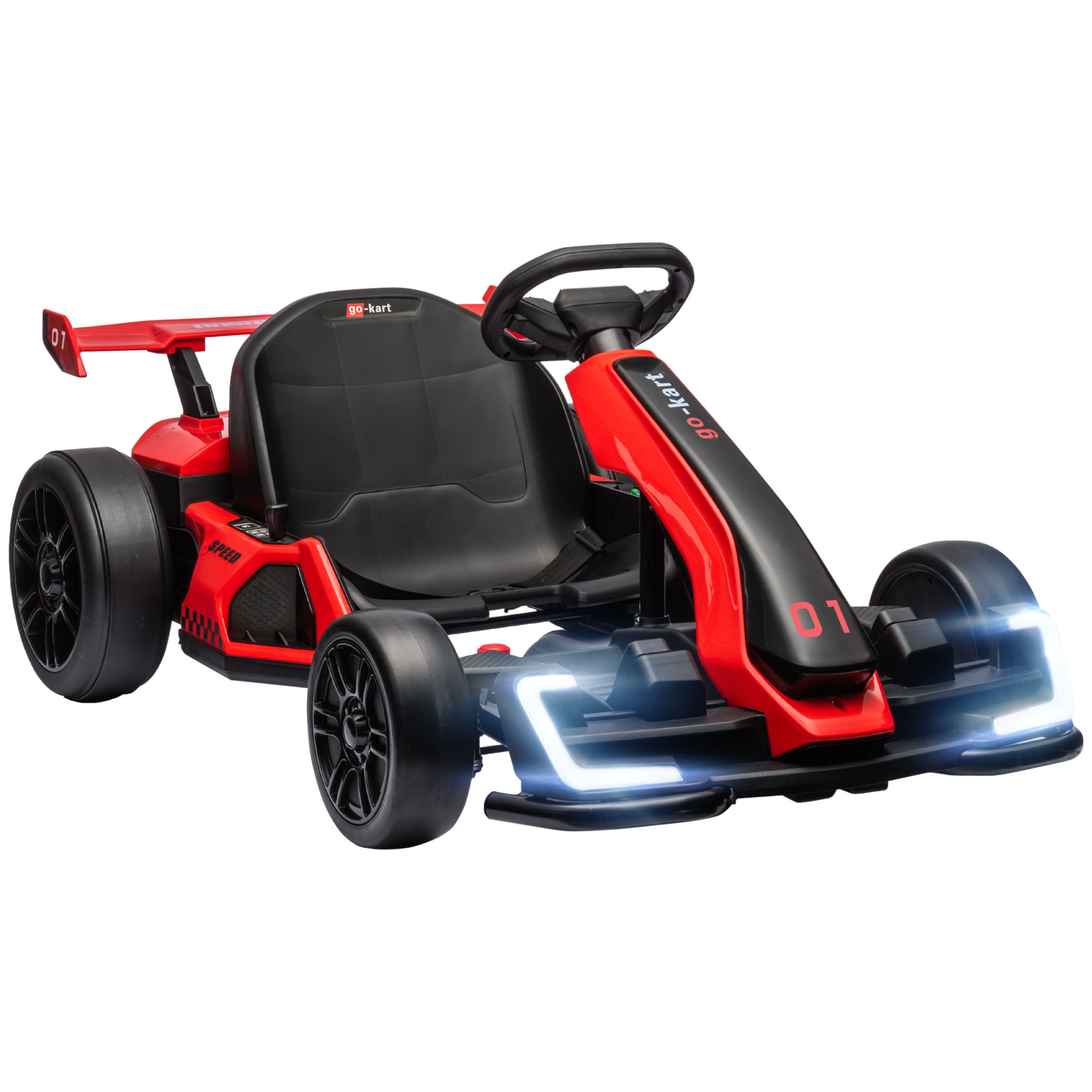 Scott 24V Electric Go Kart for Kids with Adjustable Seat - Red