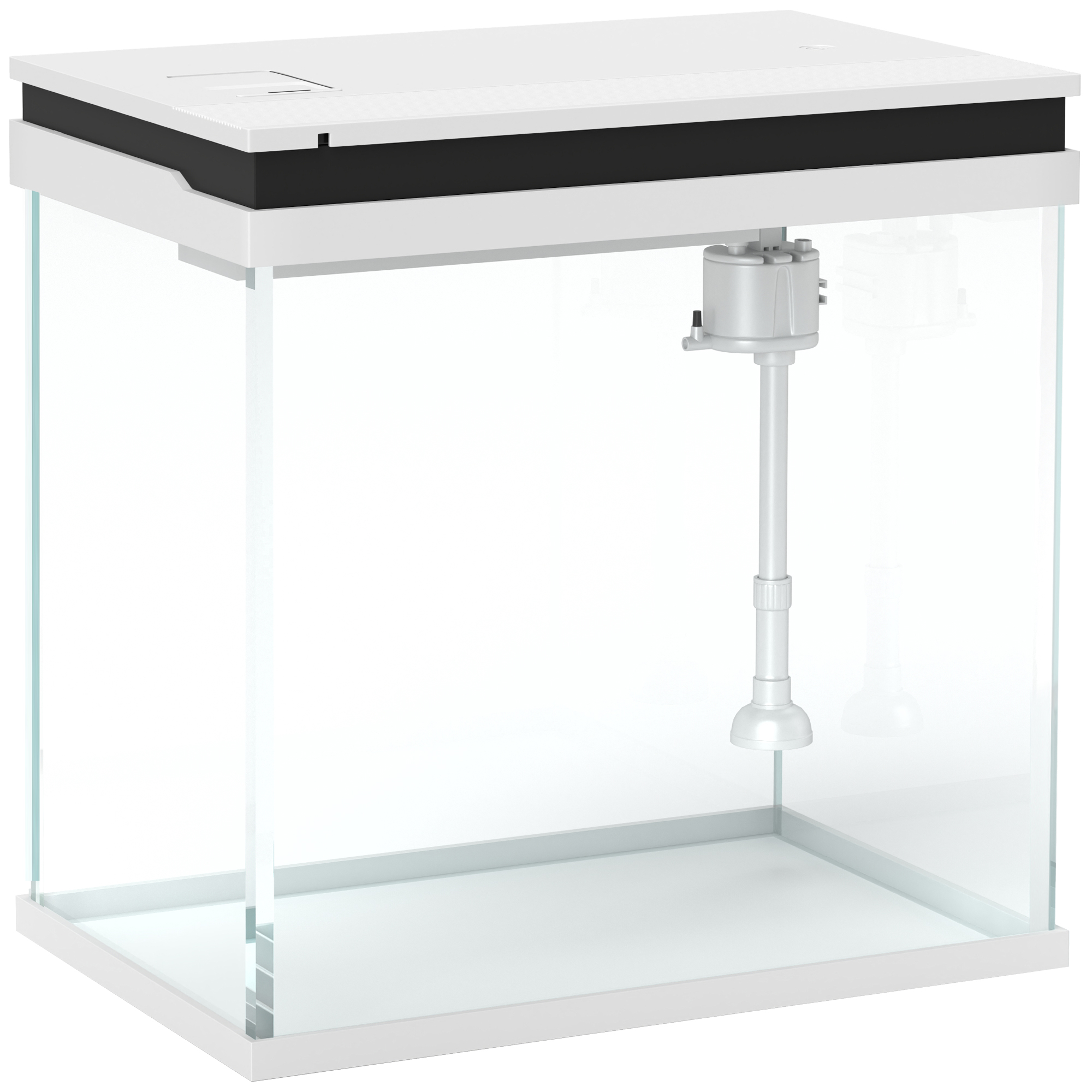 PAWSTER 26L Glass Fish Tank with Filter System, LED Lights, Water Pump, White