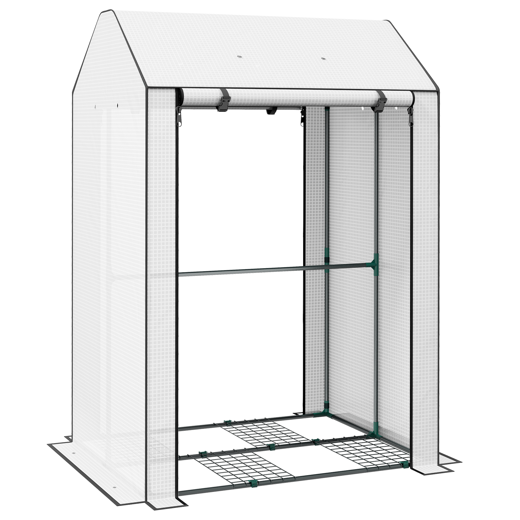 Mini Greenhouse with 4 Wire Shelves Portable Garden Grow House Upgraded Tomato Greenhouse for Plants with Roll Up Door and Vents, 100 x 80 x 150cm, 