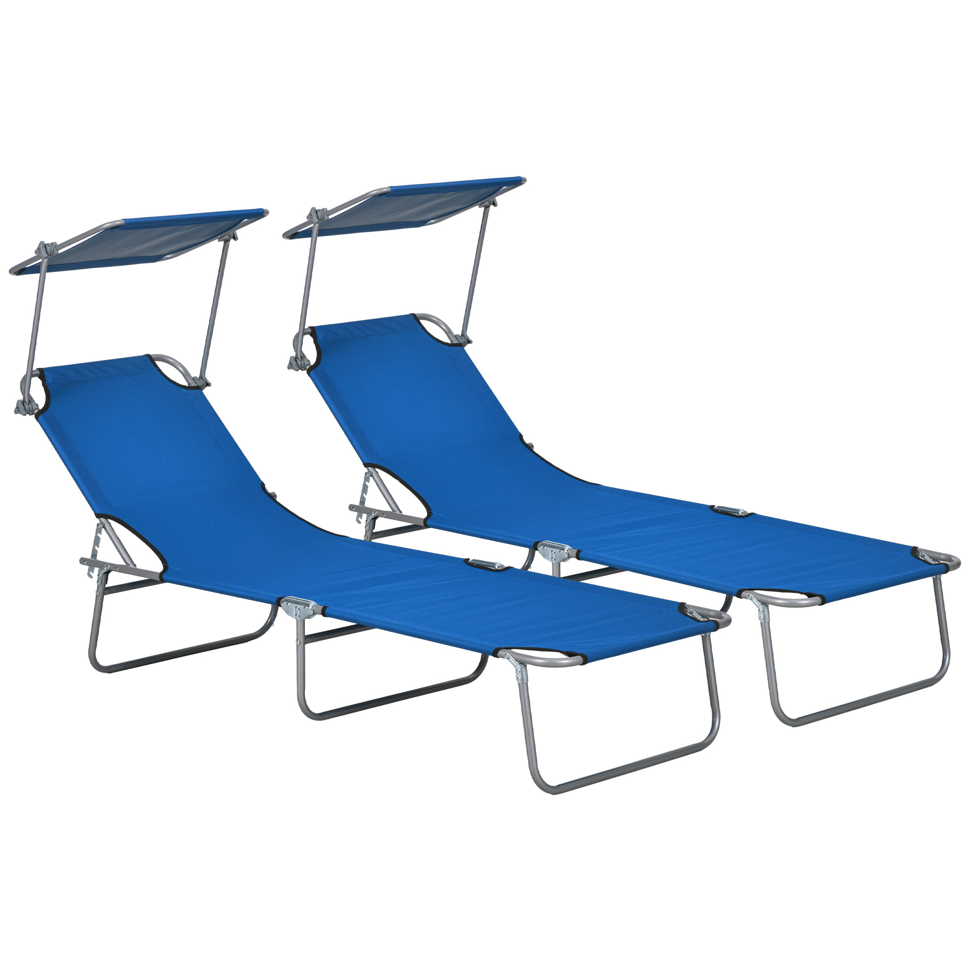 Jones Outdoor Sun Lounger Set of 2 with Adjustable Backrest - Blue