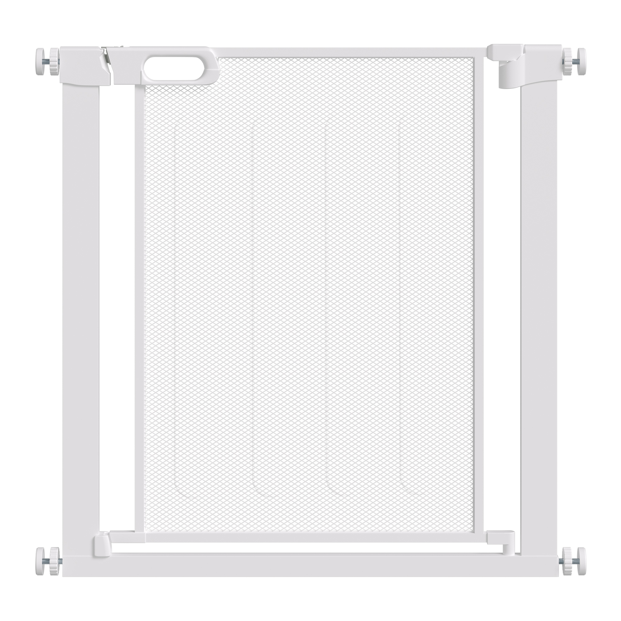 Pressure Fit Safety Gate for Doors and Stairs, Dog Gate with Auto Close, Pet Barrier for Hallways, with Double Locking Openings 75-82 cm White