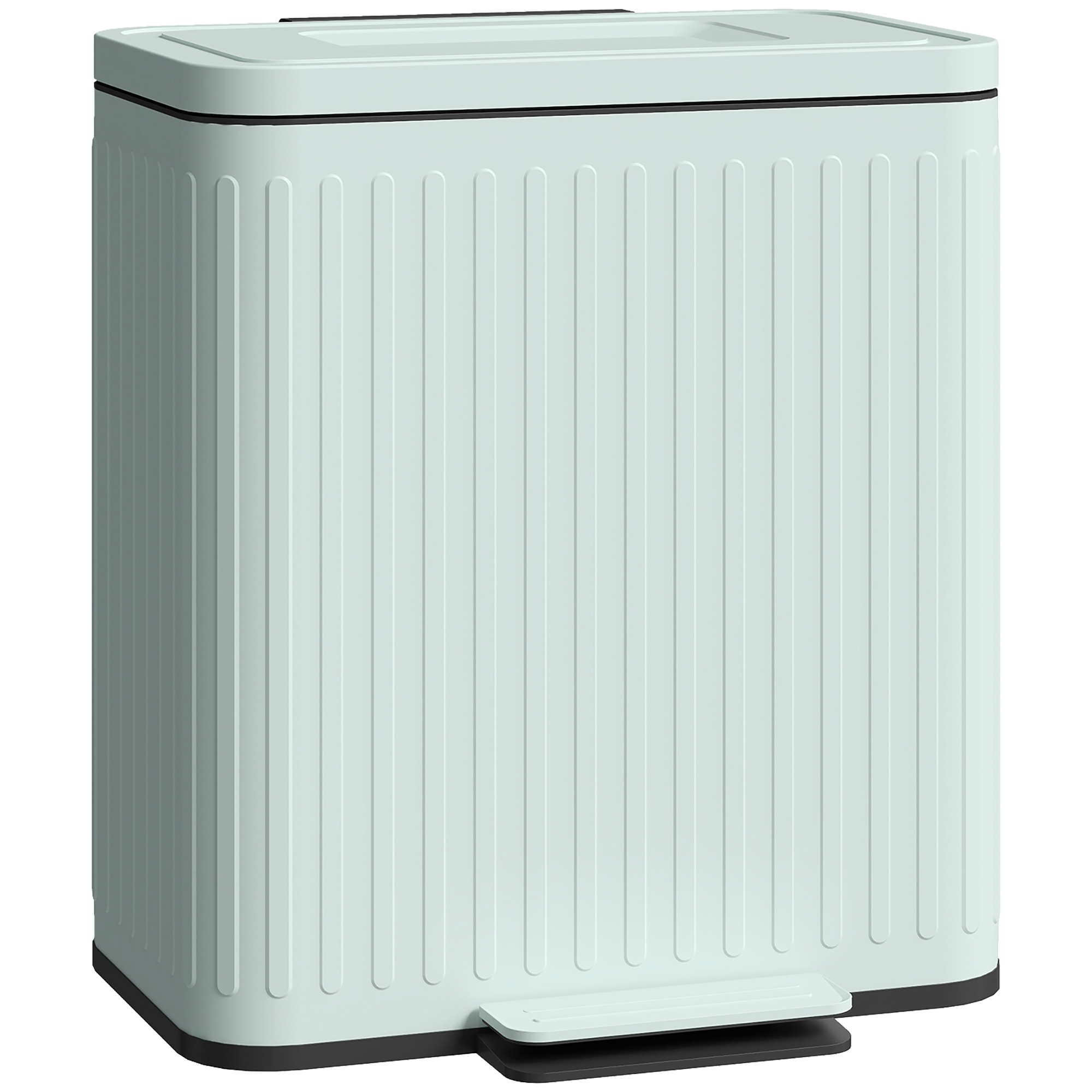 HERON Dual Kitchen Bin, 2 x 20L Double Bin for Recycling and Waste, Light Green