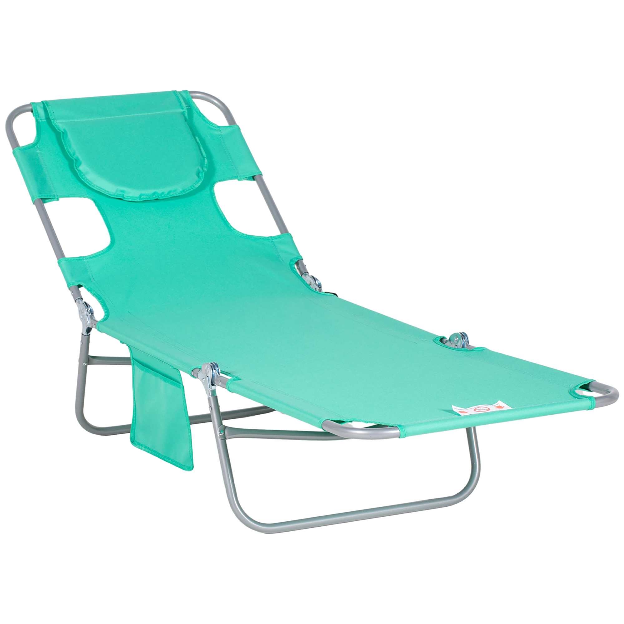 Beach Chaise Lounge with Face Cavity & Arm Slots, Portable Sun Lounger, Reclining Lounge Chair for Patio Garden Beach Pool, Green