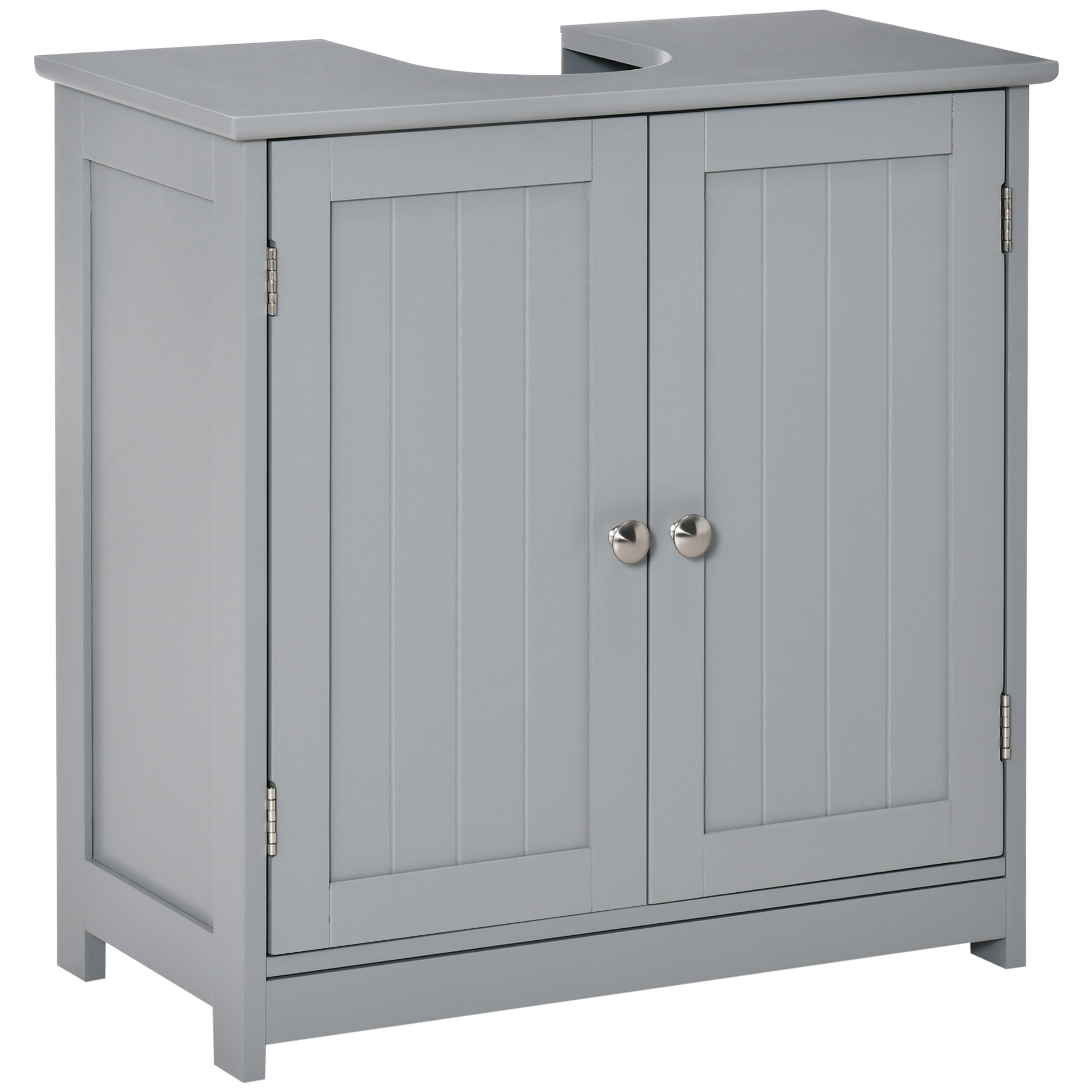 60x60cm Under-Sink Storage Cabinet w/ Adjustable Shelf Handles Drain Hole Bathroom Cabinet Space Saver Organizer Grey