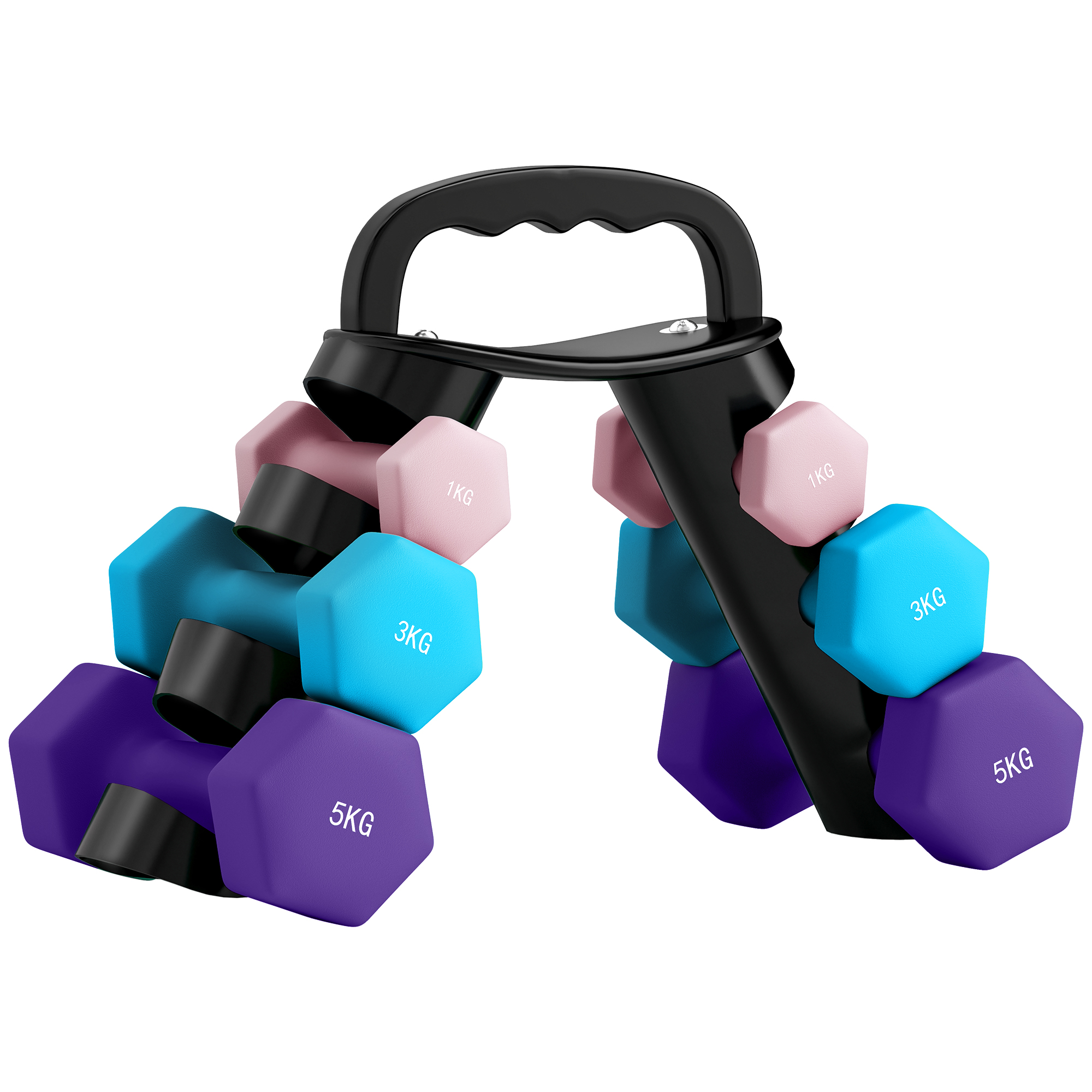 SPORTEDGE Dumbbells Set Storage Rack 2x1kg 2x3kg 2x5kg - Pink