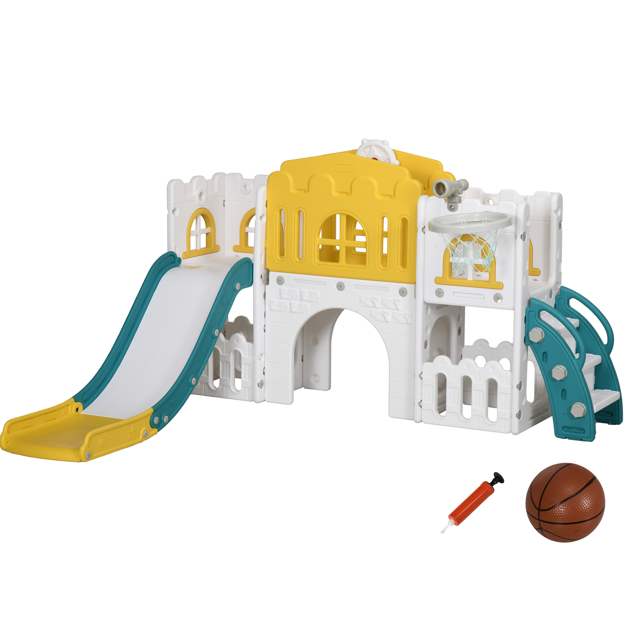 Kinsey 7 in 1 Toddler Slide for 1-3 Years with Basketball Hoop -