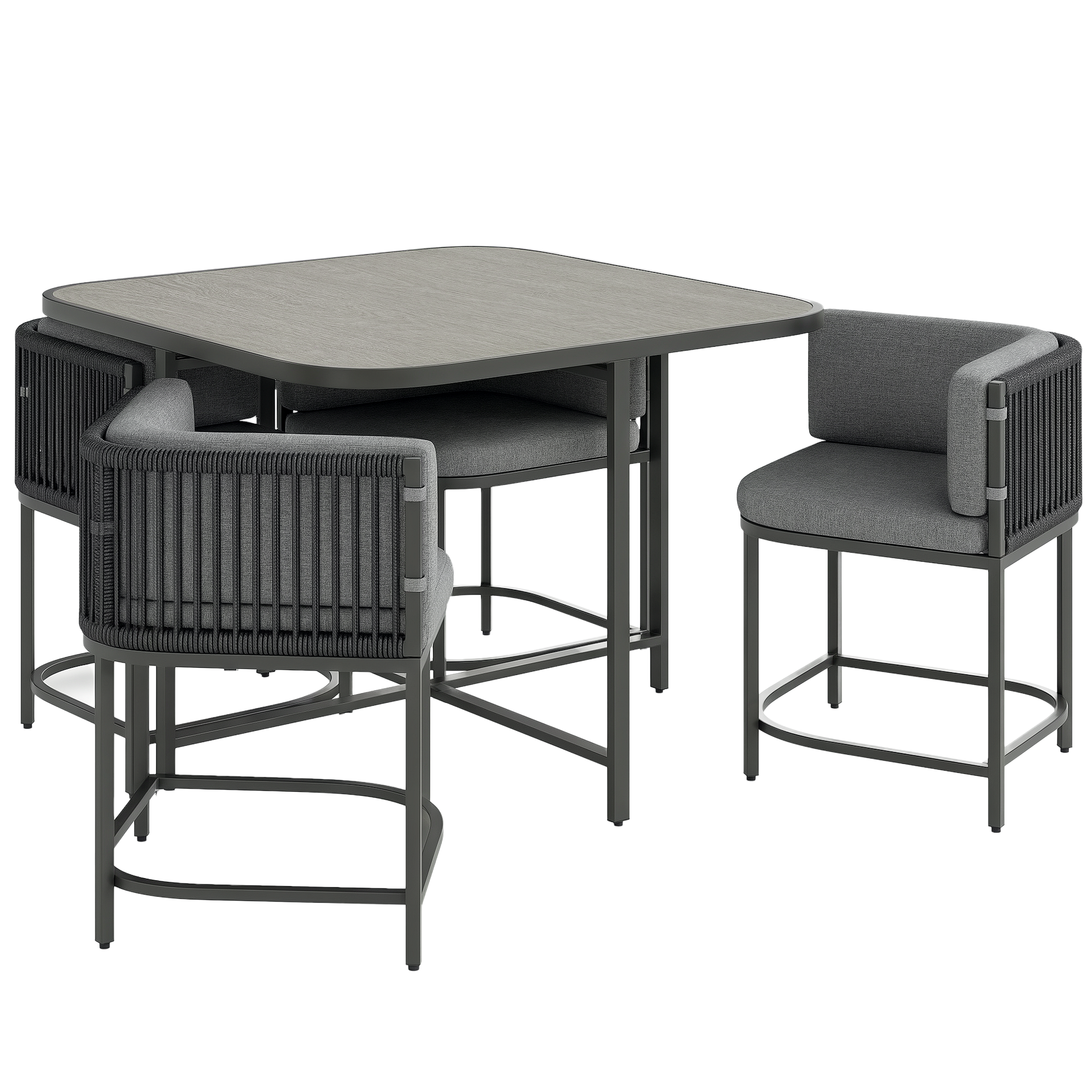SUNVISTA 4-Seater Rattan Cube Garden Furniture Set with Cushions - Charcoal Grey