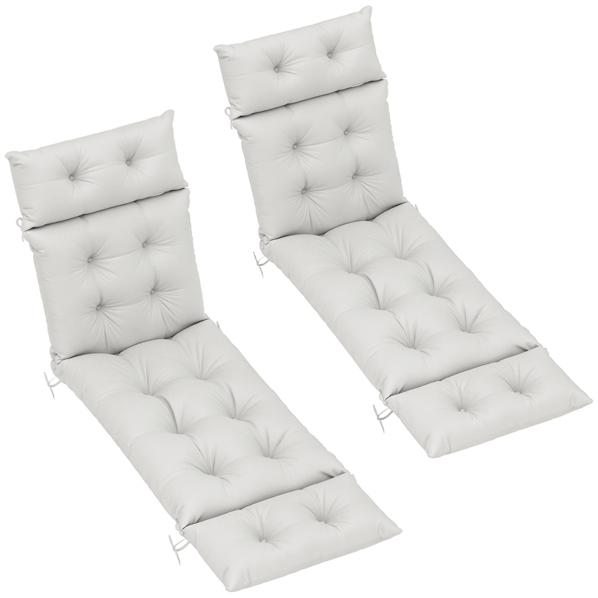 SUNVISTA Set of Two 190 x 56cm Sun Lounger Cushions - Light Grey