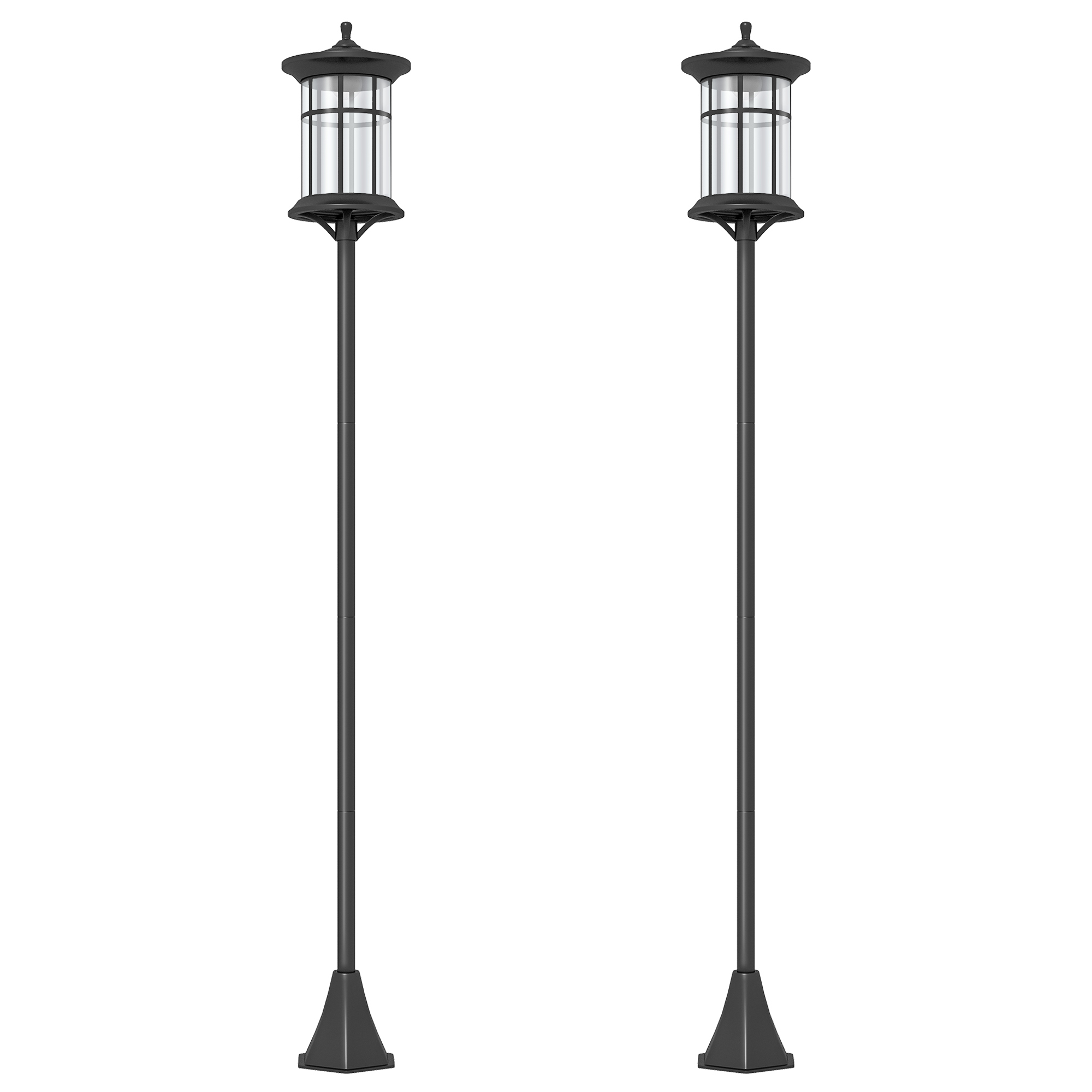SUNVISTA Set of Two 1.8m Traditional Style Solar Lamp Posts - Black