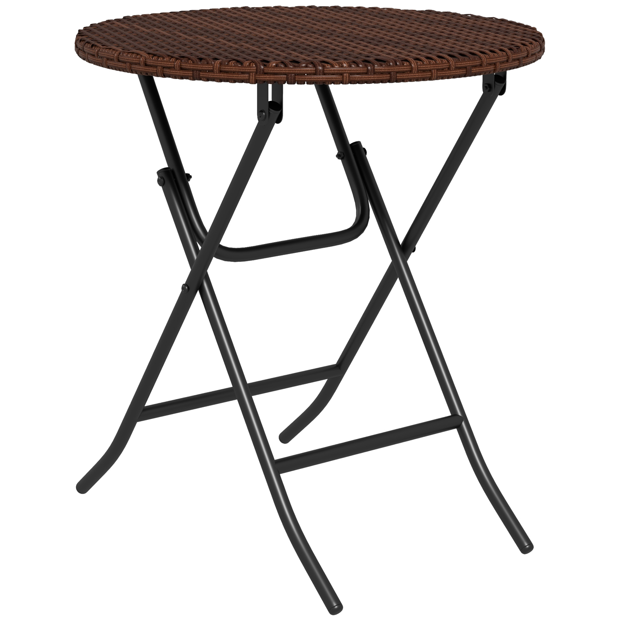 Jones Foldable PE Rattan Outdoor Coffee Table Round Wicker - Mixed Brown