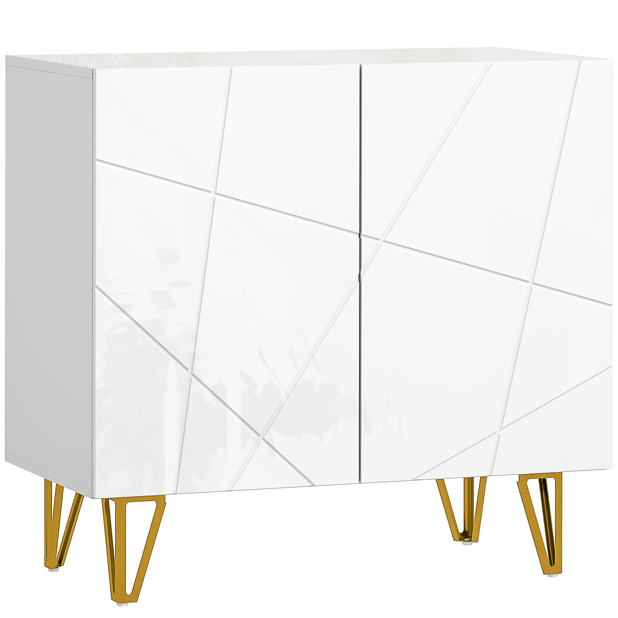 HERON Modern Luxe High Gloss Sideboard Hairpin Legs - White