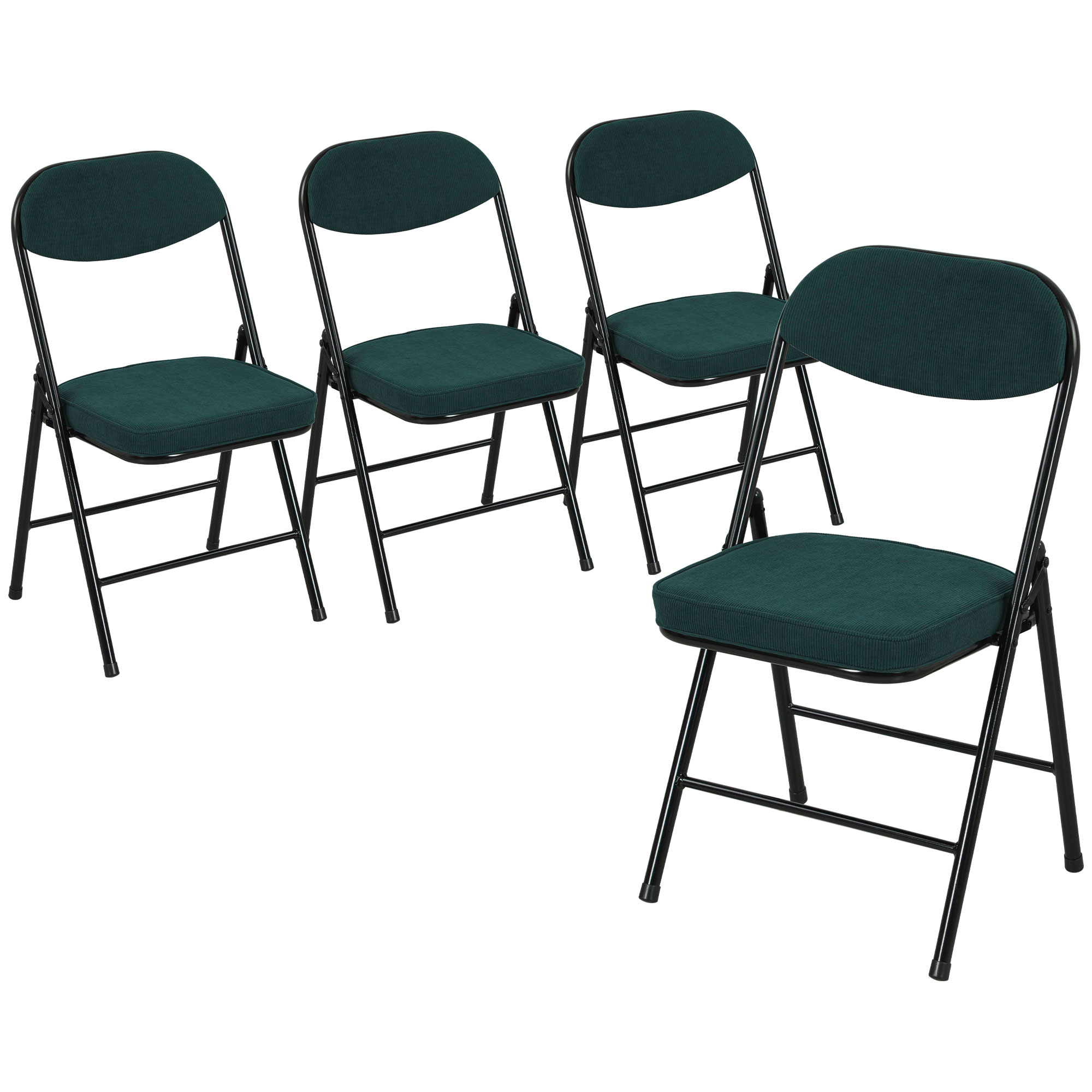 HERON Set of Four Folding Corduroy Seat Chairs - Blue