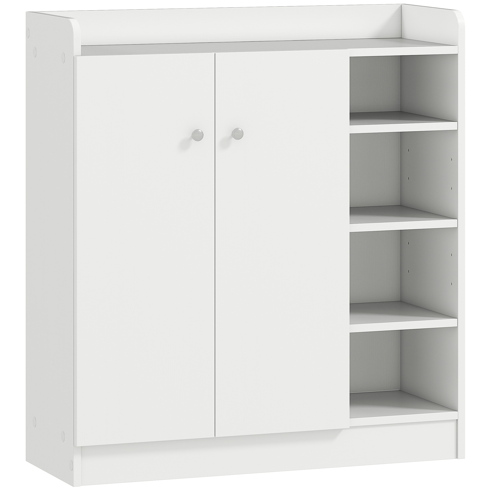 Shoe Storage Cabinet Home Hallway Furniture 2 Doors w/Adjustable 4 Shelves Cupboard Footwear Rack Stand Organiser White
