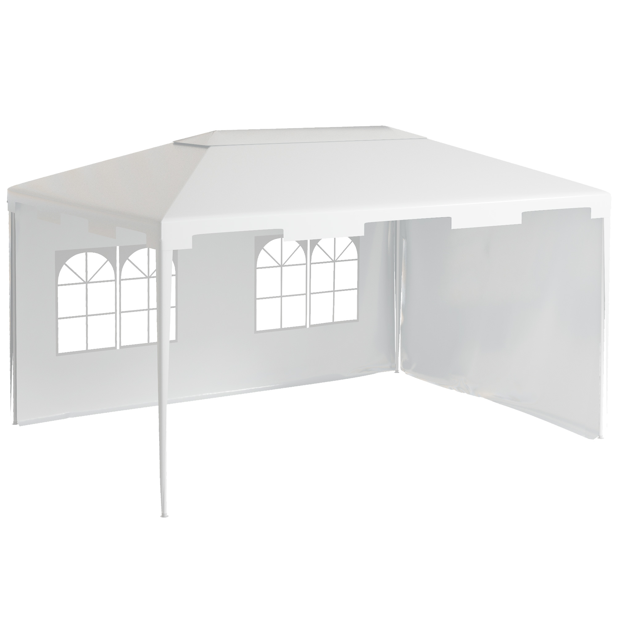 3 x 4 m Garden Gazebo Shelter Marquee Party Tent with 2 Sidewalls for Patio Yard Outdoor, White