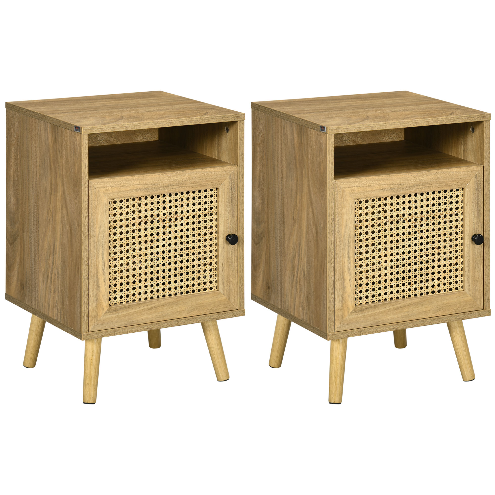 Bedside Table - ISLIN 2 Piece Nightstand Natural 39cm