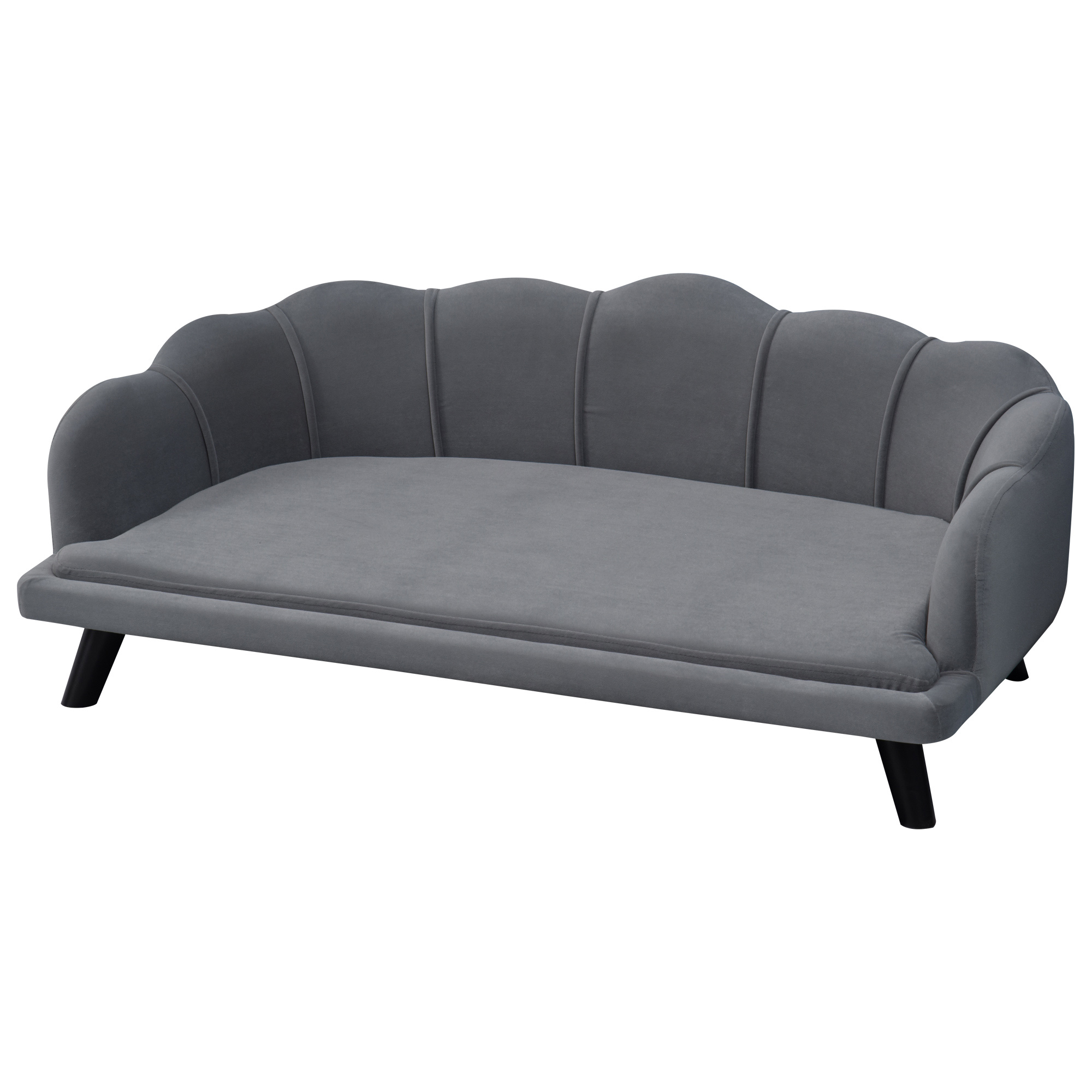 Dog Sofa for Medium Large Dogs, Shell Shaped Pet Couch Bed with Legs Cushion Washable Cover, Grey