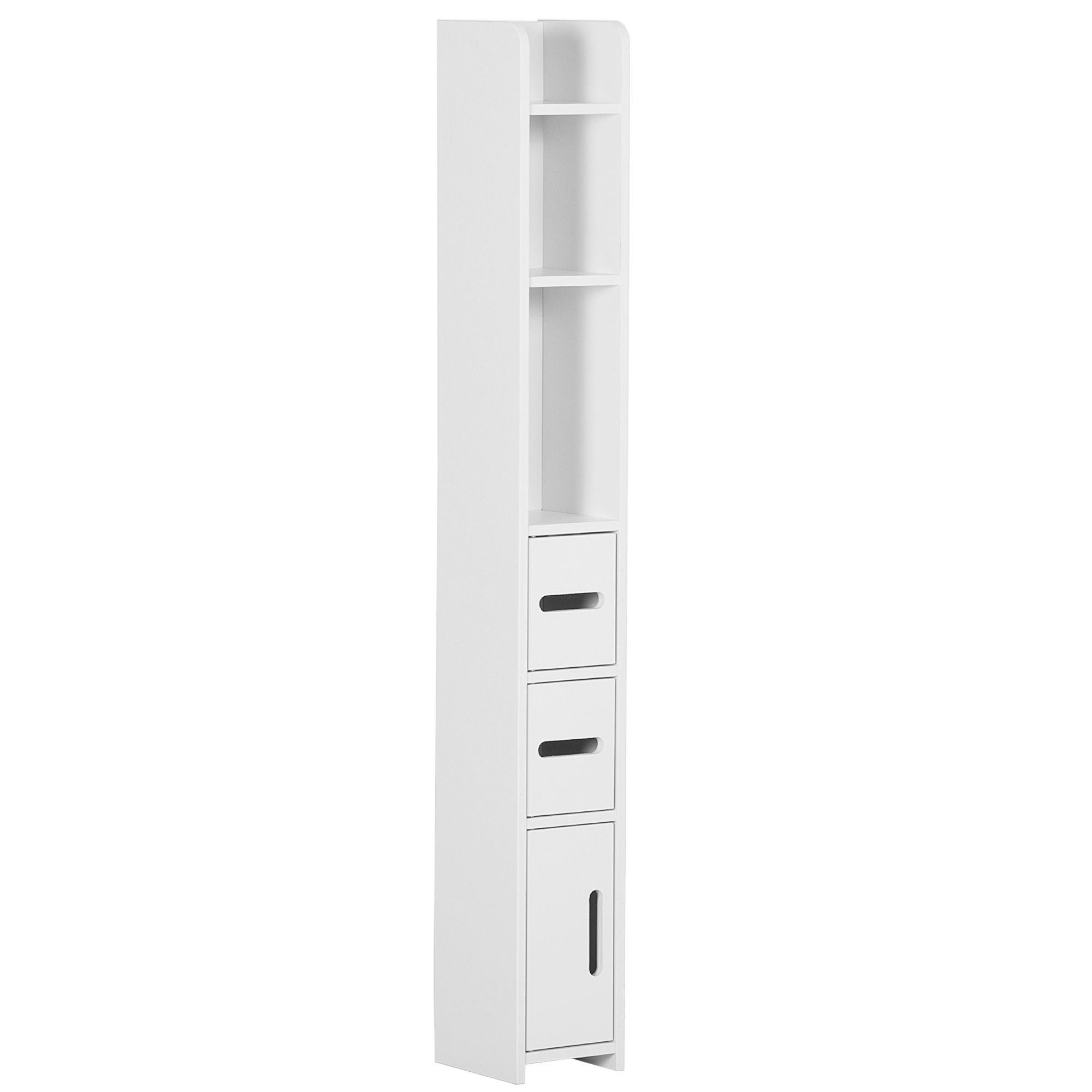 Kleankin Tall Freestanding Bathroom Cabinet with Open Shelves - White