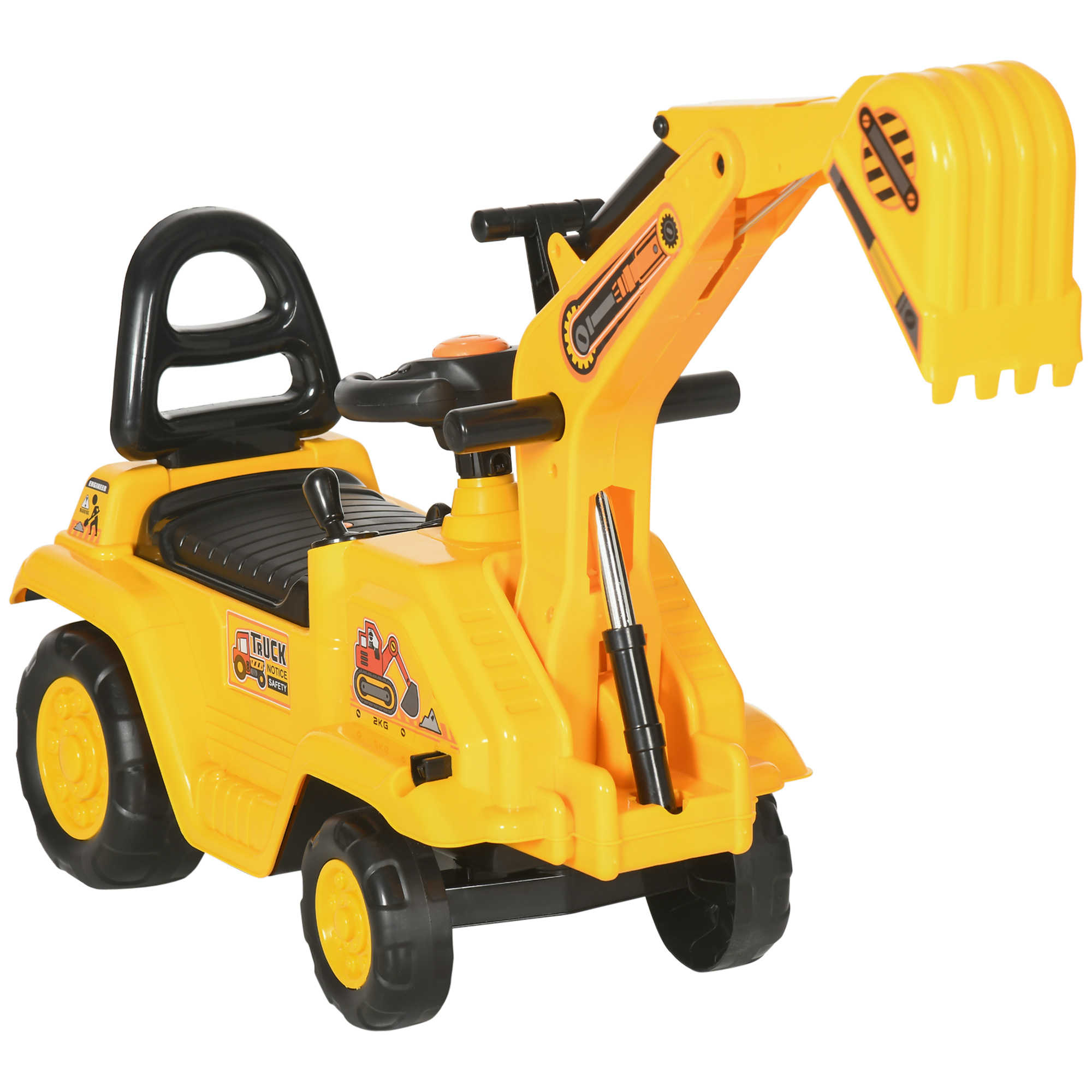 Scott 2 in 1 Kids Ride On Tractor with Bucket Storage - Yellow