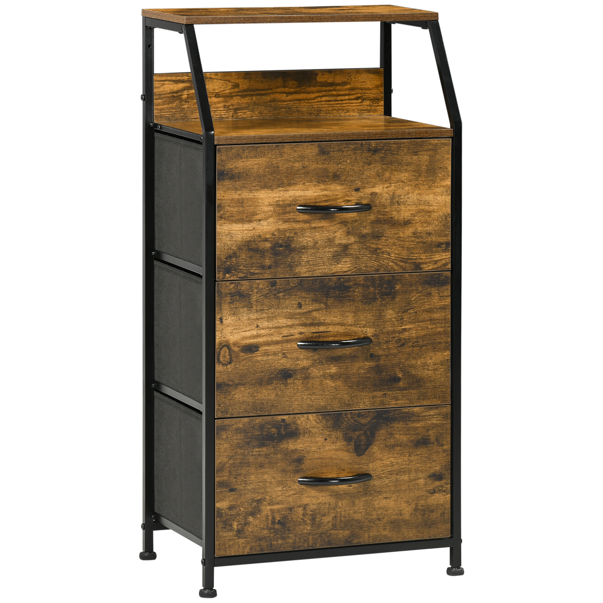 HARTLEY Oak Finish Chest of Drawers - Tallboy, Medium-sized, 3 Drawers