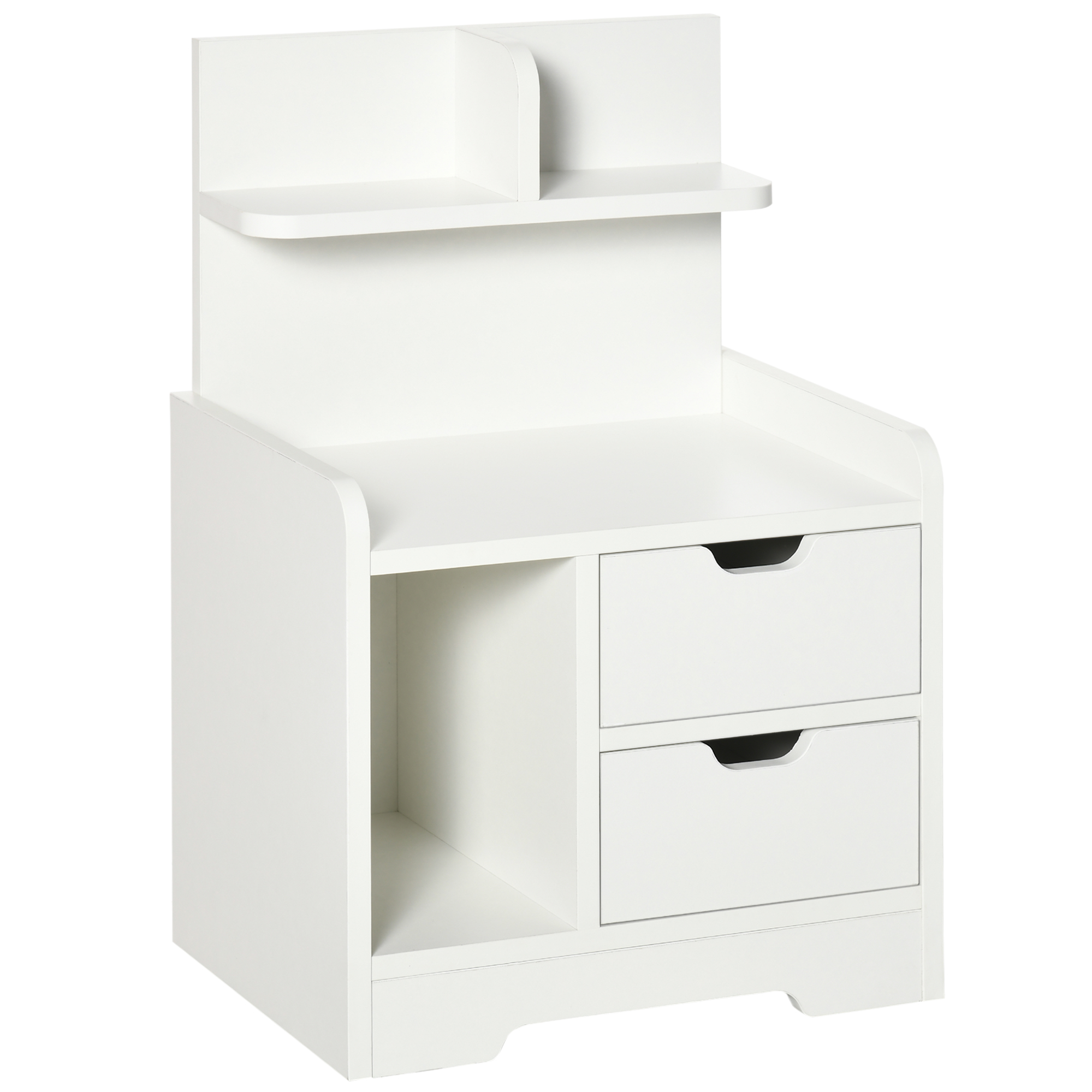 Bedside Table - DORK 2 Drawer Nightstand White 30cm