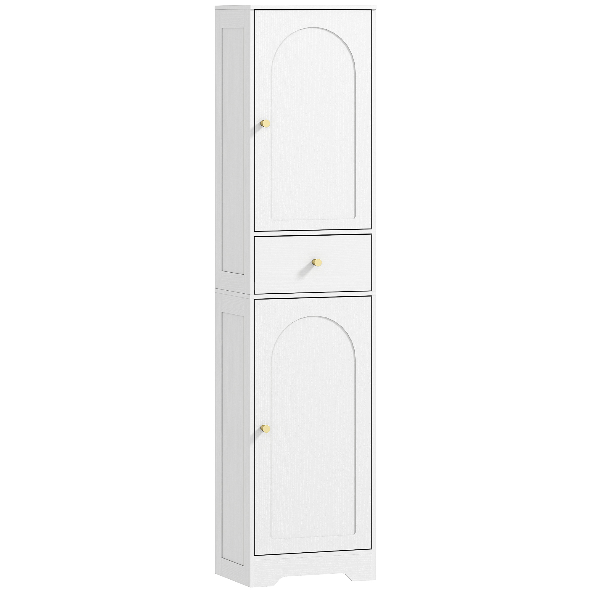 HERON Tall Bathroom Cabinet with Arched Doors - White