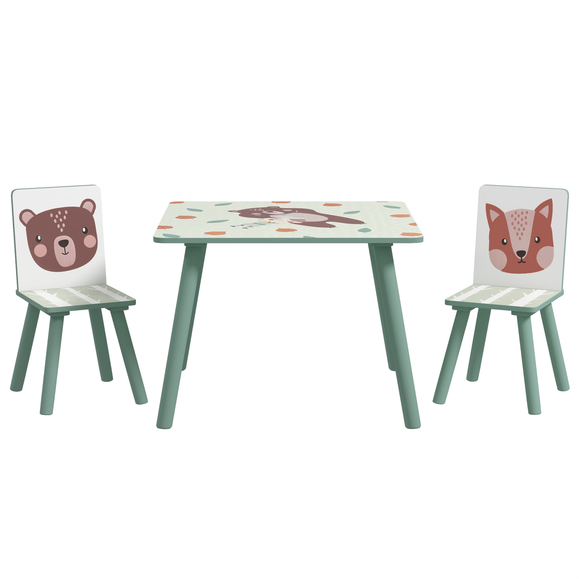 Kids Table and Chairs 3-Piece Set - Green