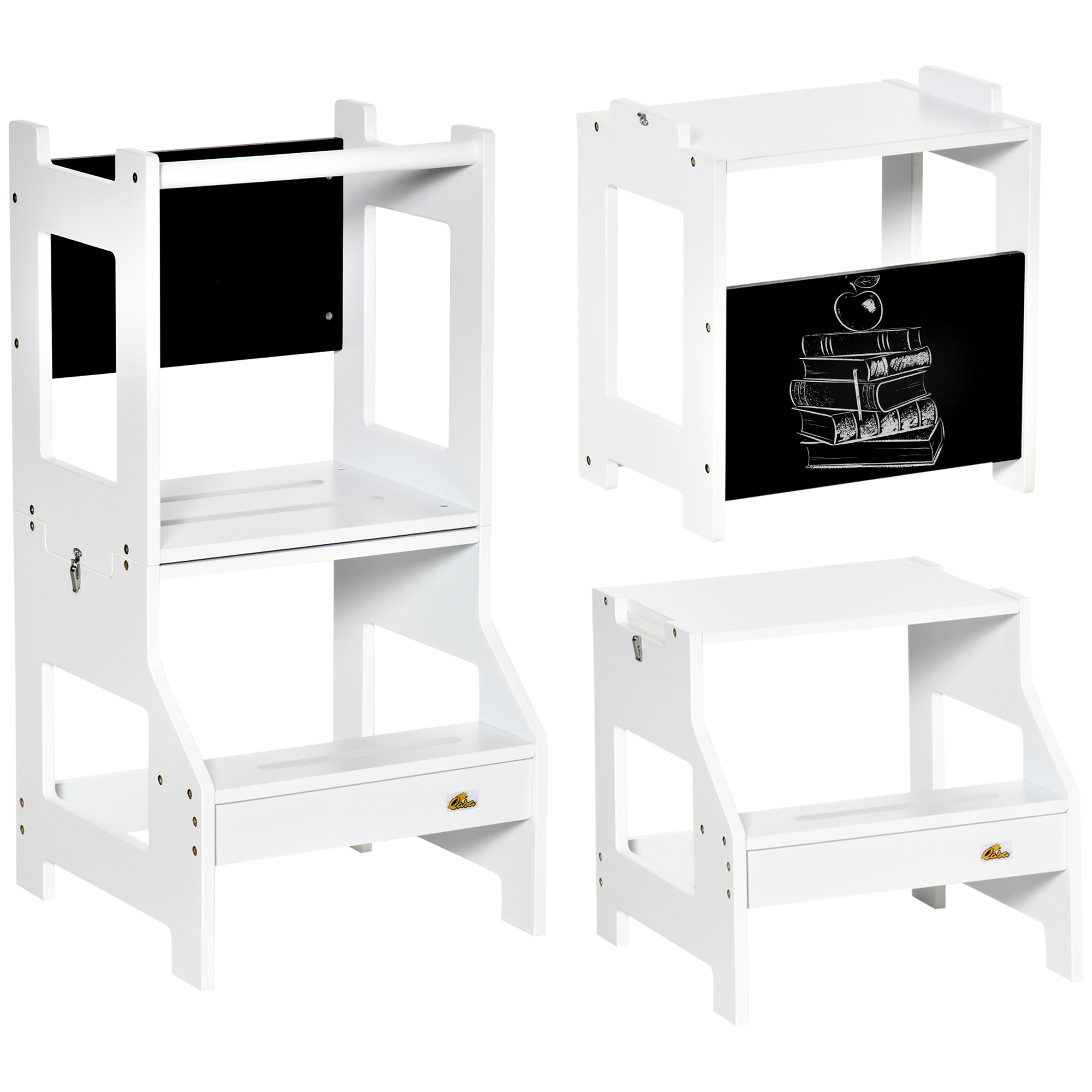 2-in-1 Kids Step Stool and Chalkboard - Kitchen Helper Tower