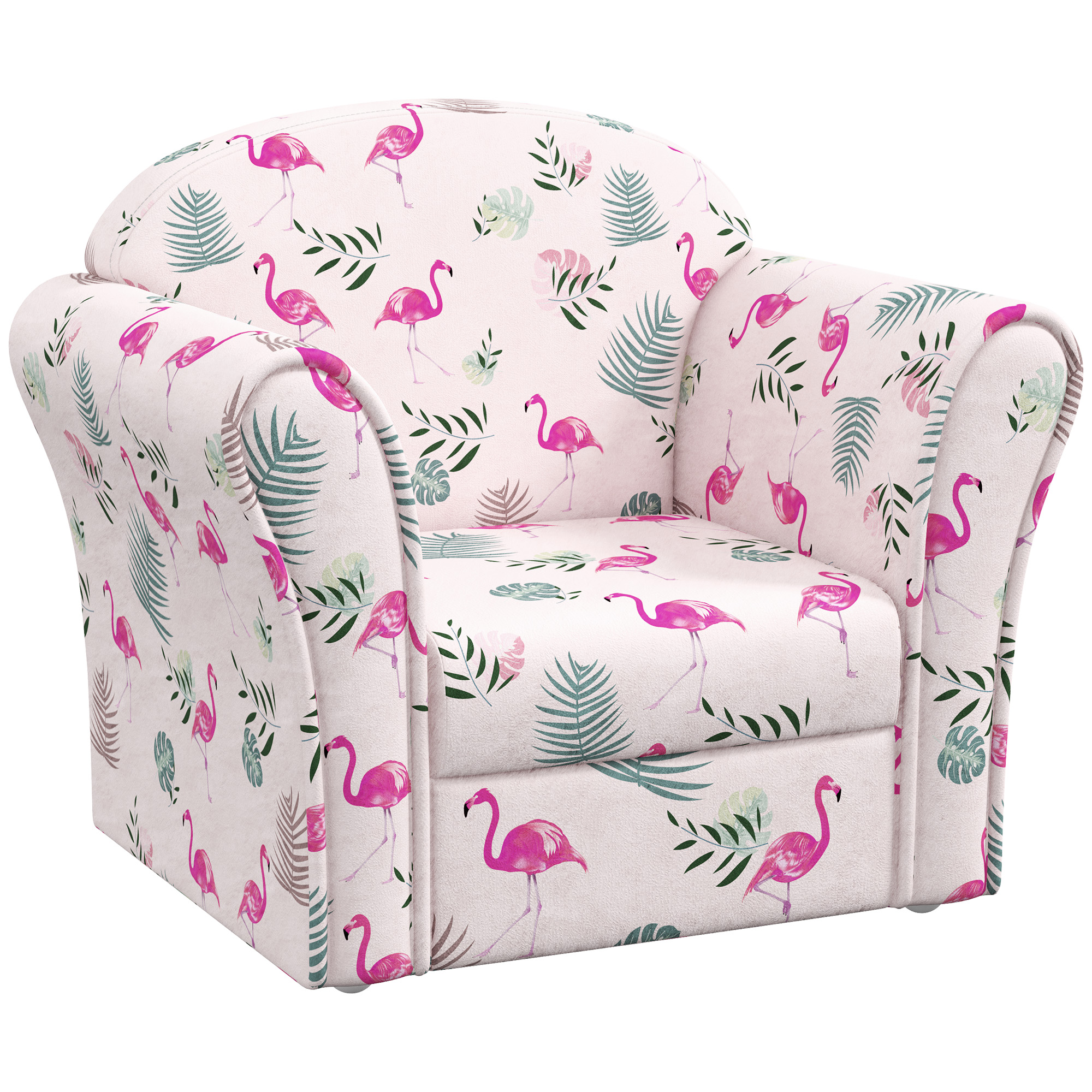 Kinsey Kids Armchair with Flamingo Design Wooden Frame - Pink