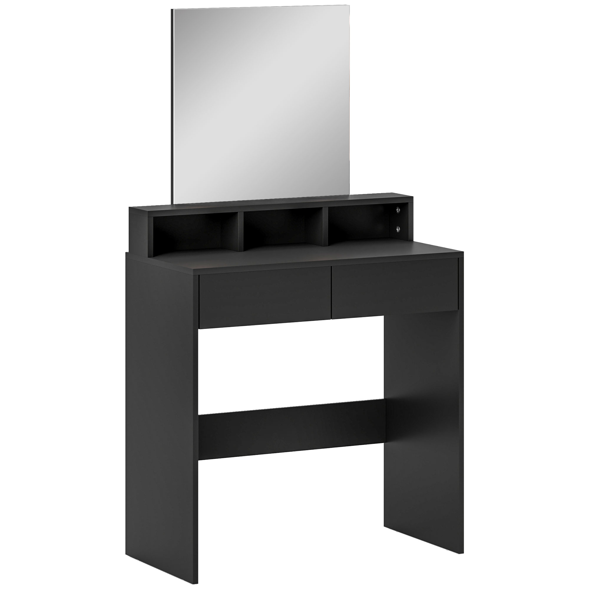 HERON Multi Storage Dressing Table with Mirror - Black