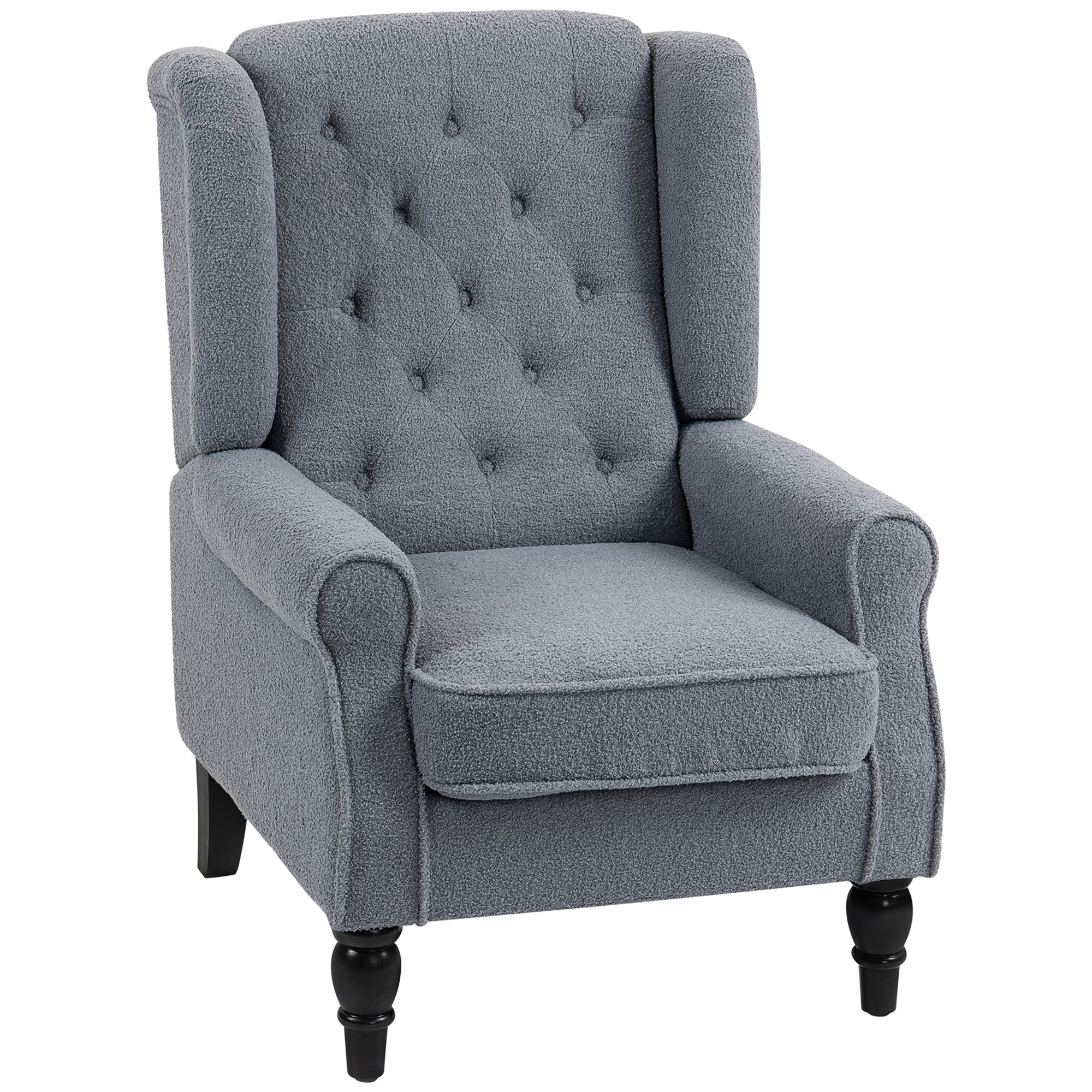 HERON Wingback Accent Chair Retro Upholstered Button Tufted Occasional - Grey