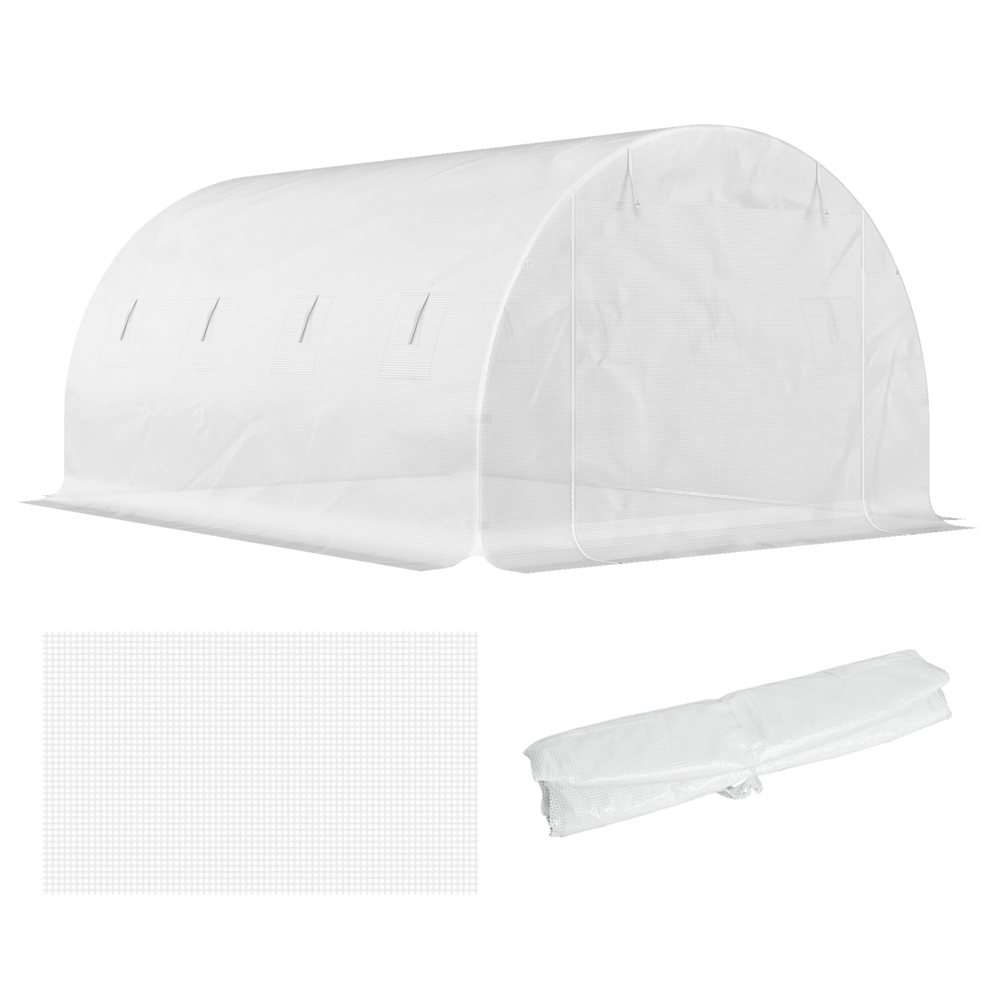 SUNVISTA 4x3x2m Greenhouse Replacement Cover for Tunnel Walk in - White