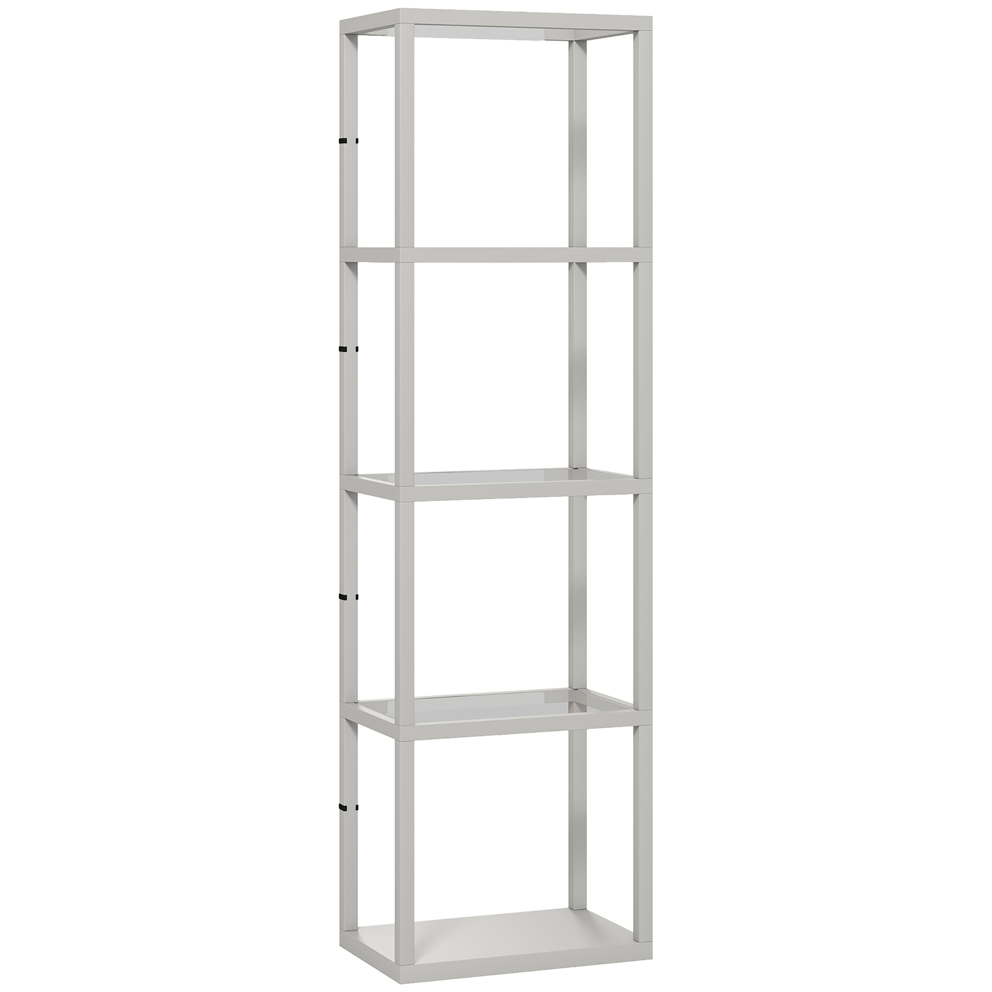 HERON LED Floor Lamp with Glass Shelves 4 Layers Dimmable Standing Lamp - Grey