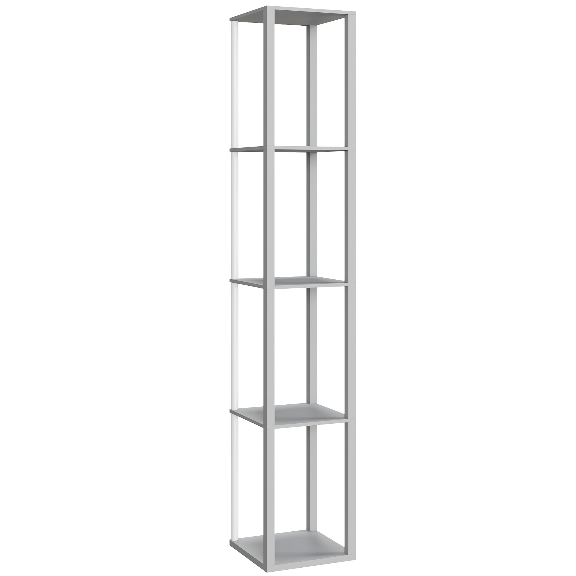HERON RGB LED Floor Lamp with Shelves Dimmable Standing Lamp Remote Control - Grey