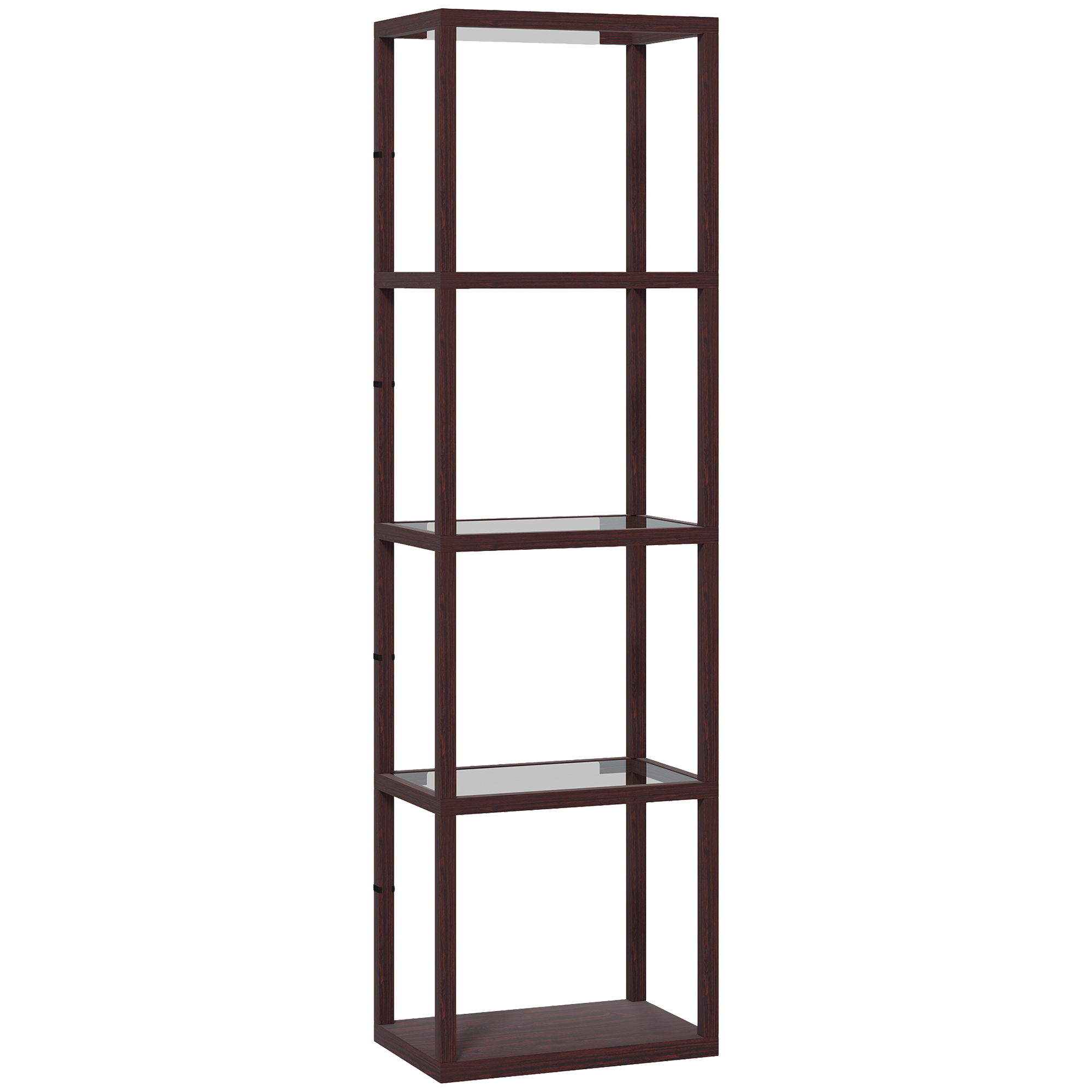 HERON LED Floor Lamp with Glass Shelves 4 Layers Dimmable Standing Lamp - Dark Brown