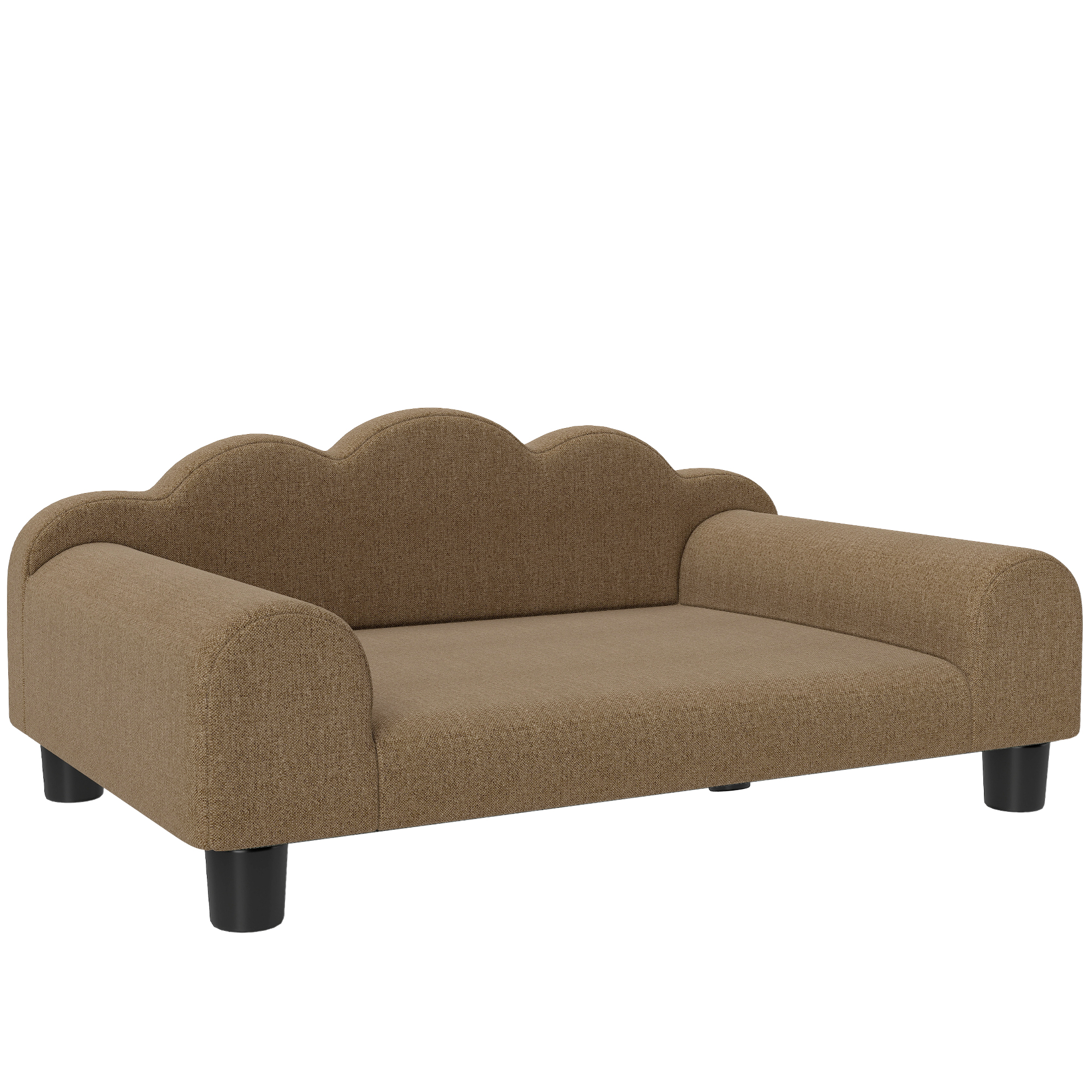 PAWSTER Elevated Dog Sofa Bed Breathable Pet Sofa Backrest Armrest - Brown