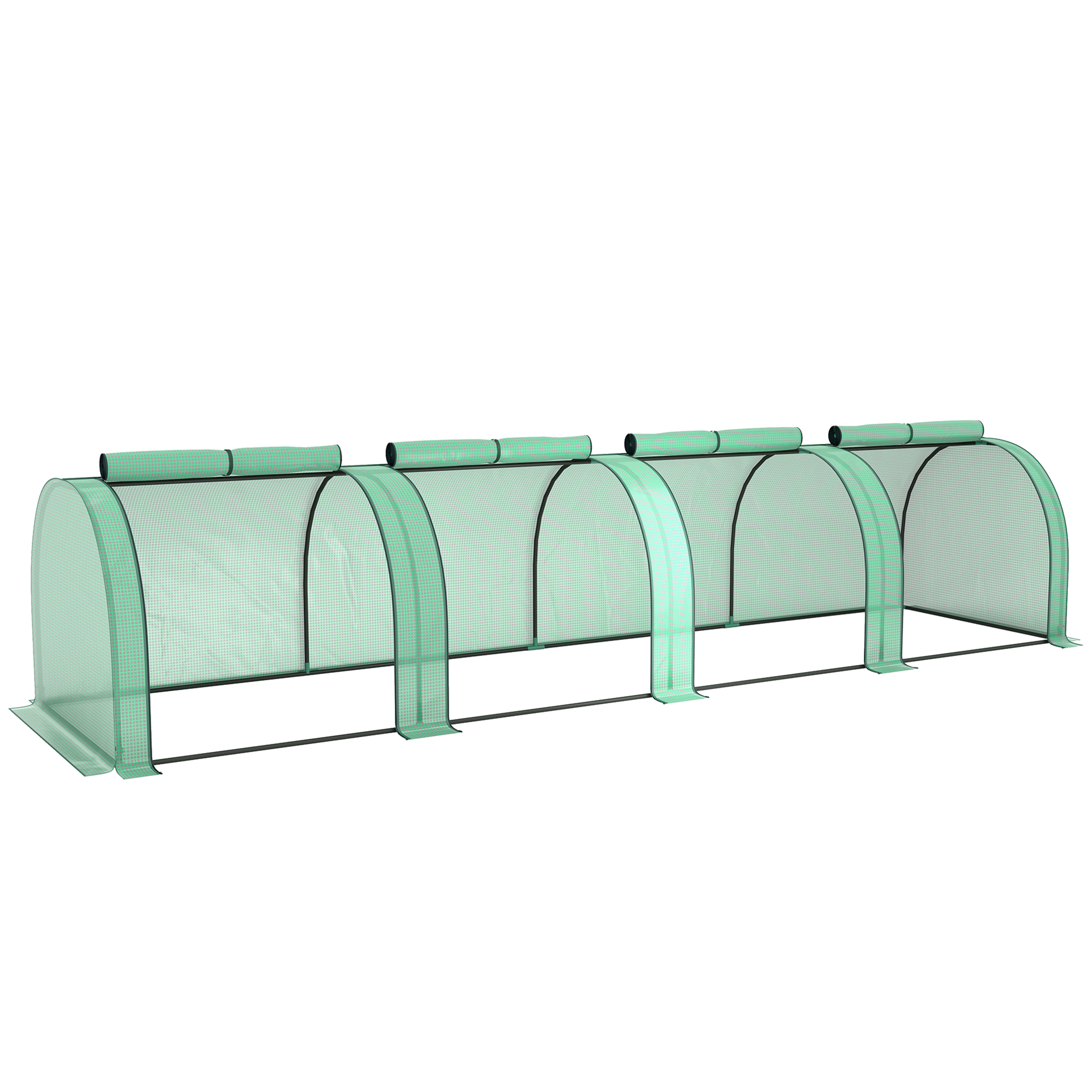 SUNVISTA Mini Greenhouse Small Polytunnel Steel Frame 395x100x80cm - Green