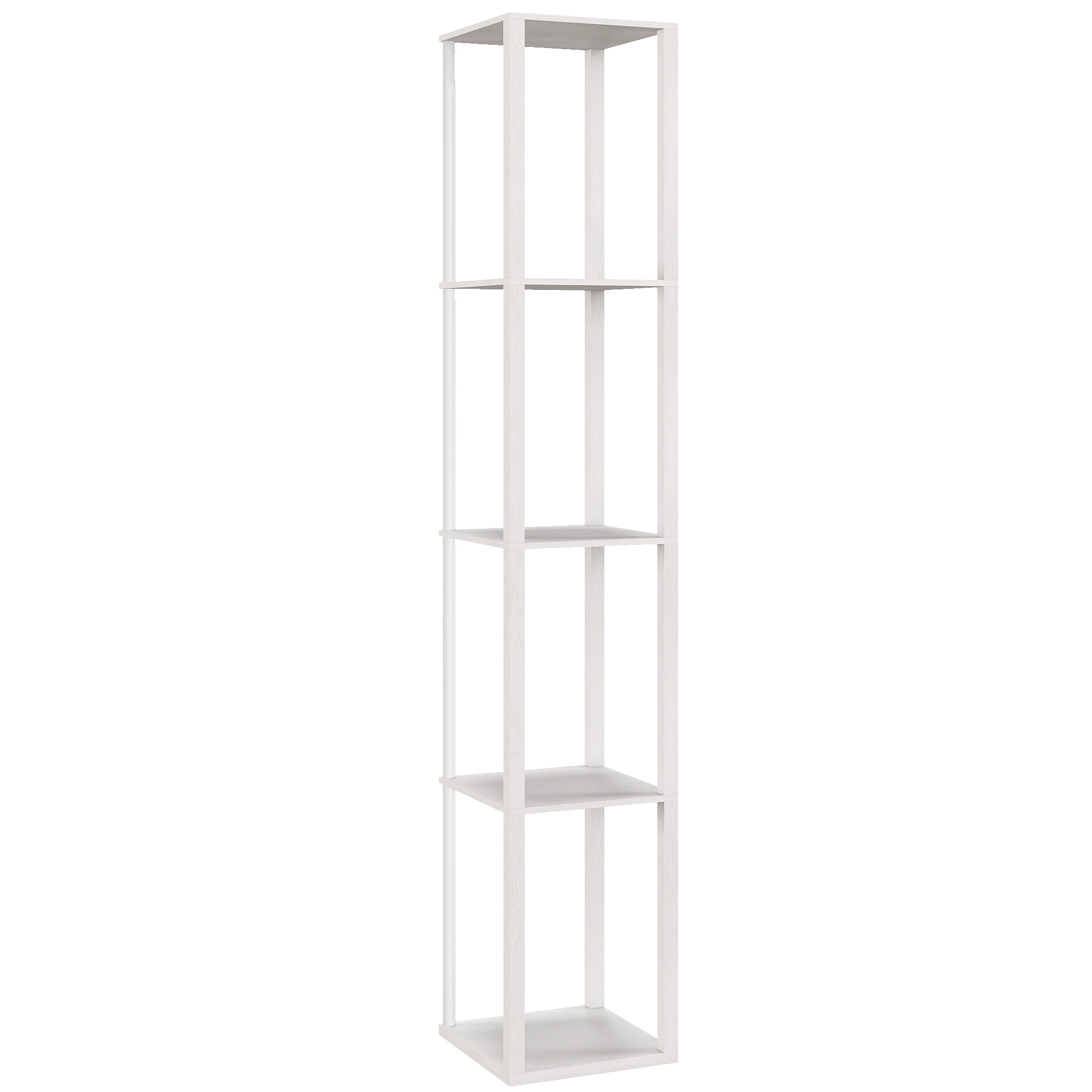 HERON RGB LED Floor Lamp with Shelves Dimmable Standing Lamp Remote Control - White