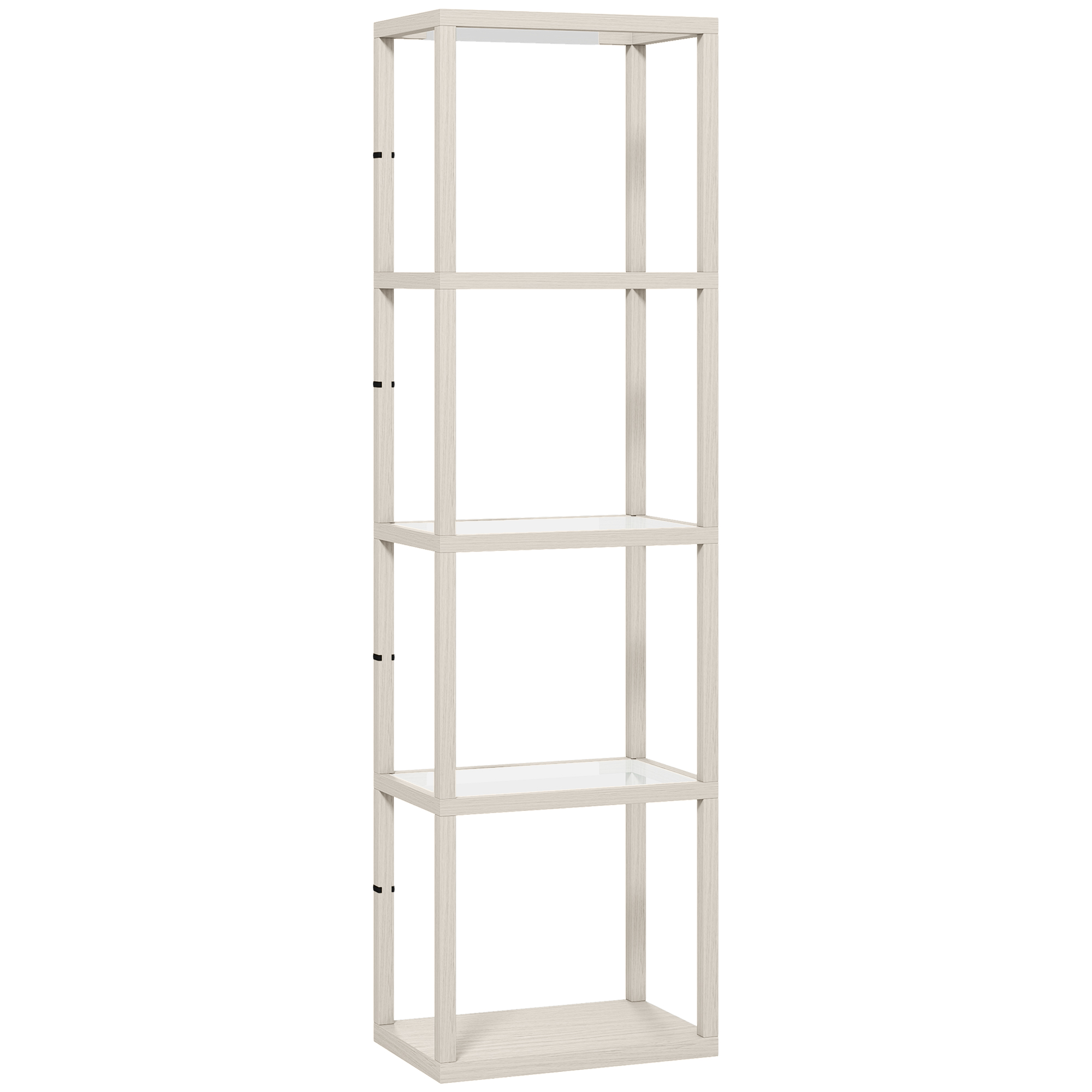 HERON LED Floor Lamp with Glass Shelves 4 Layers Dimmable Standing Lamp - Oak
