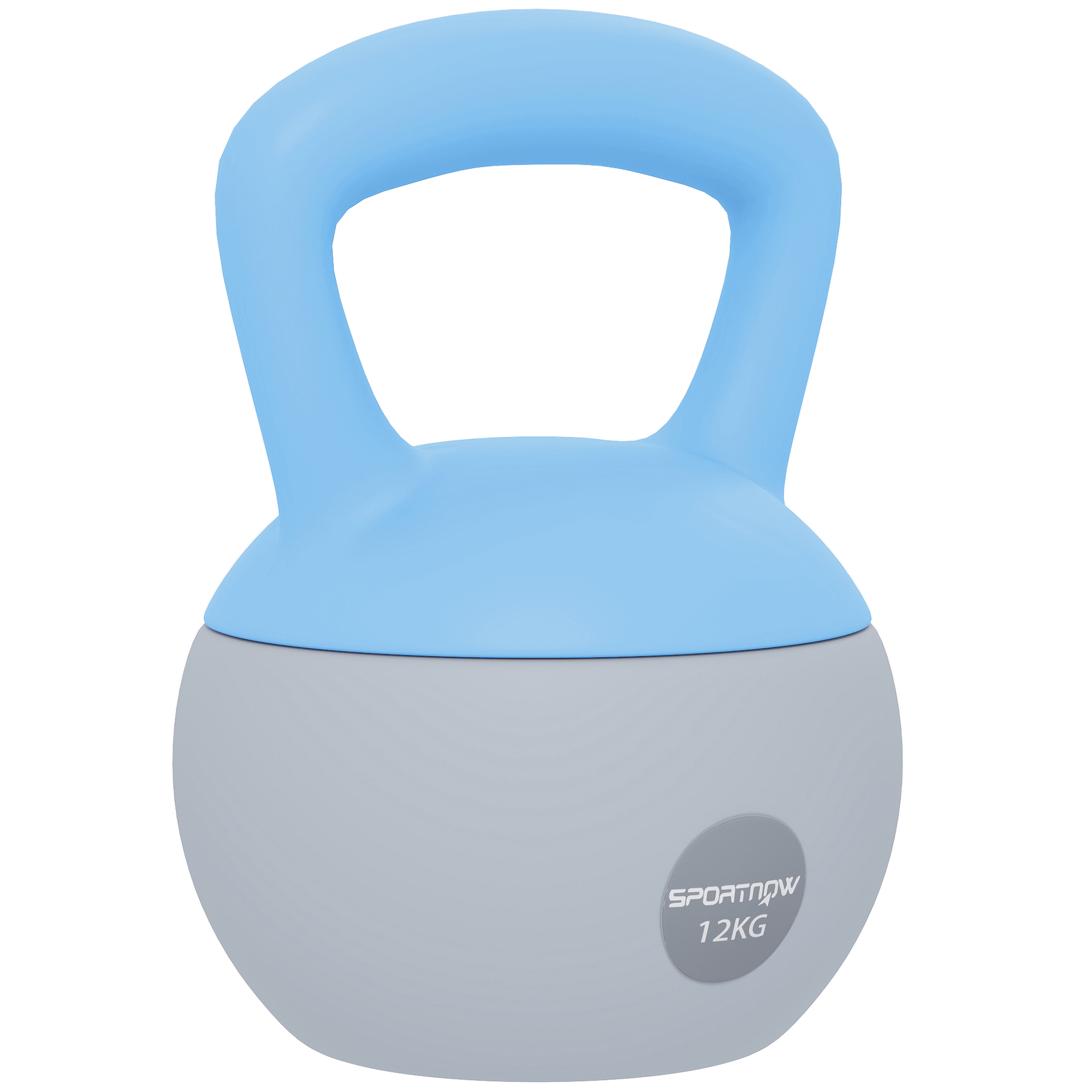 SPORTEDGE 12KG Soft Kettlebell with Non Slip Handle for Home Gym - Light Blue Grey