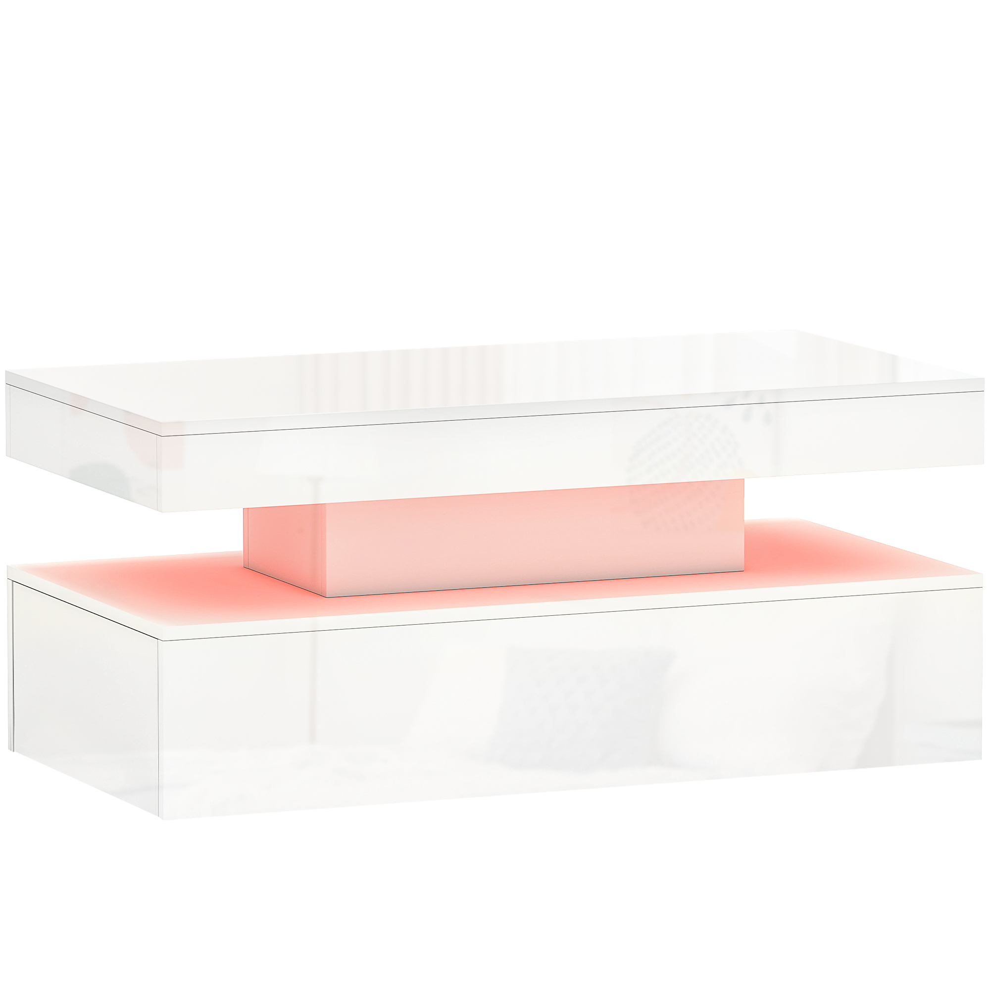 HERON LED Coffee Table with Storage - High Gloss White